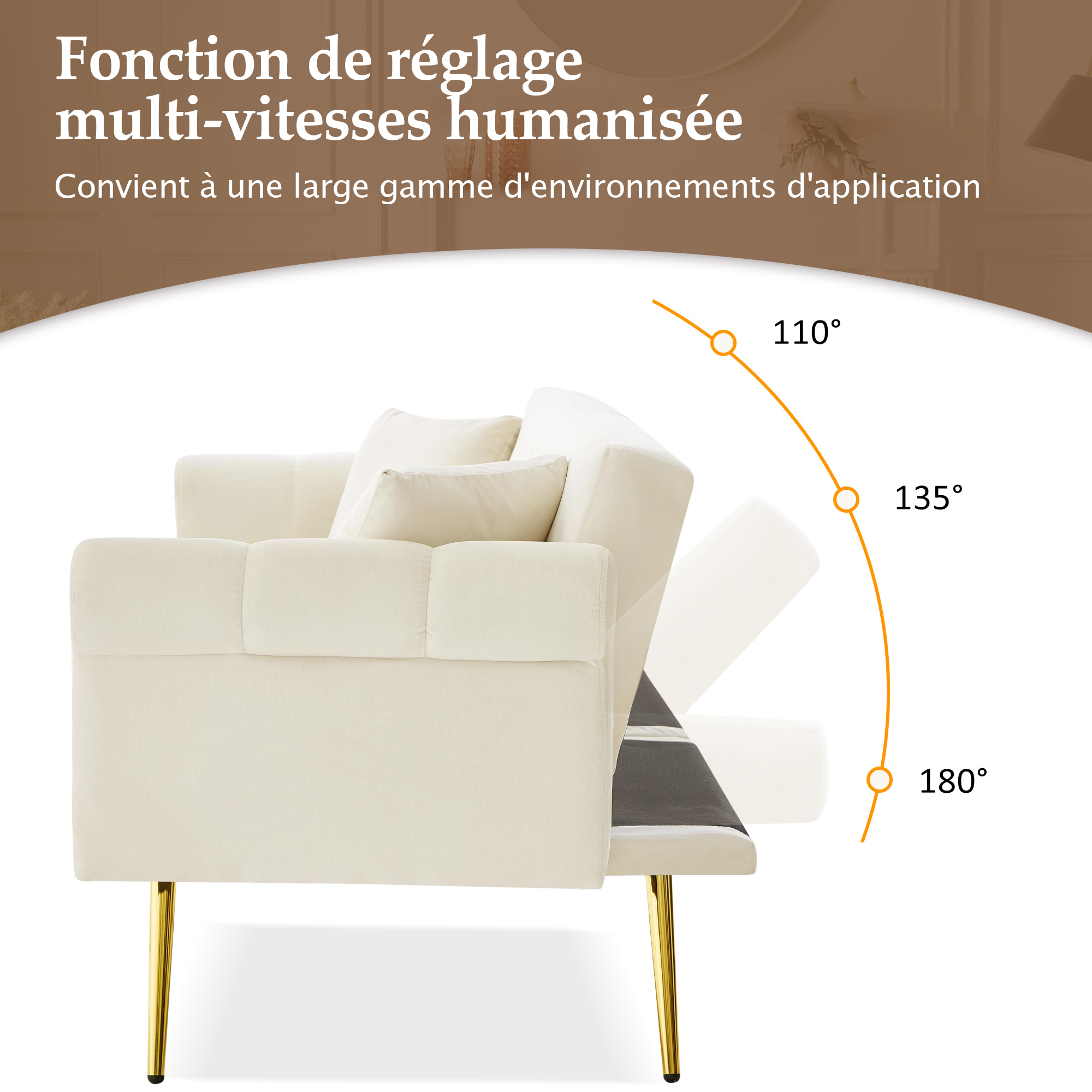 Détail du canapé convertible