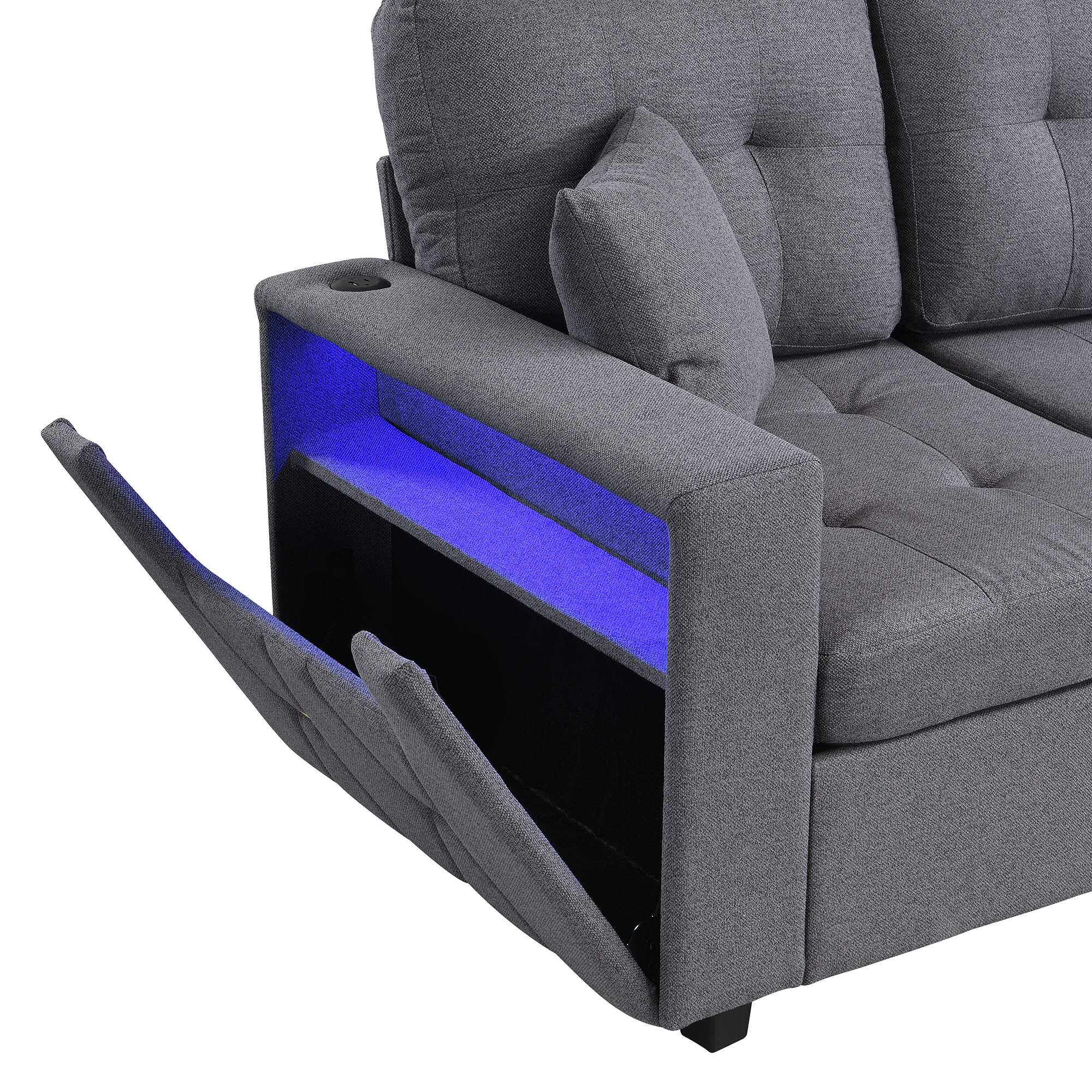 Accoudoirs avec rangement à deux niveaux et éclairage LED