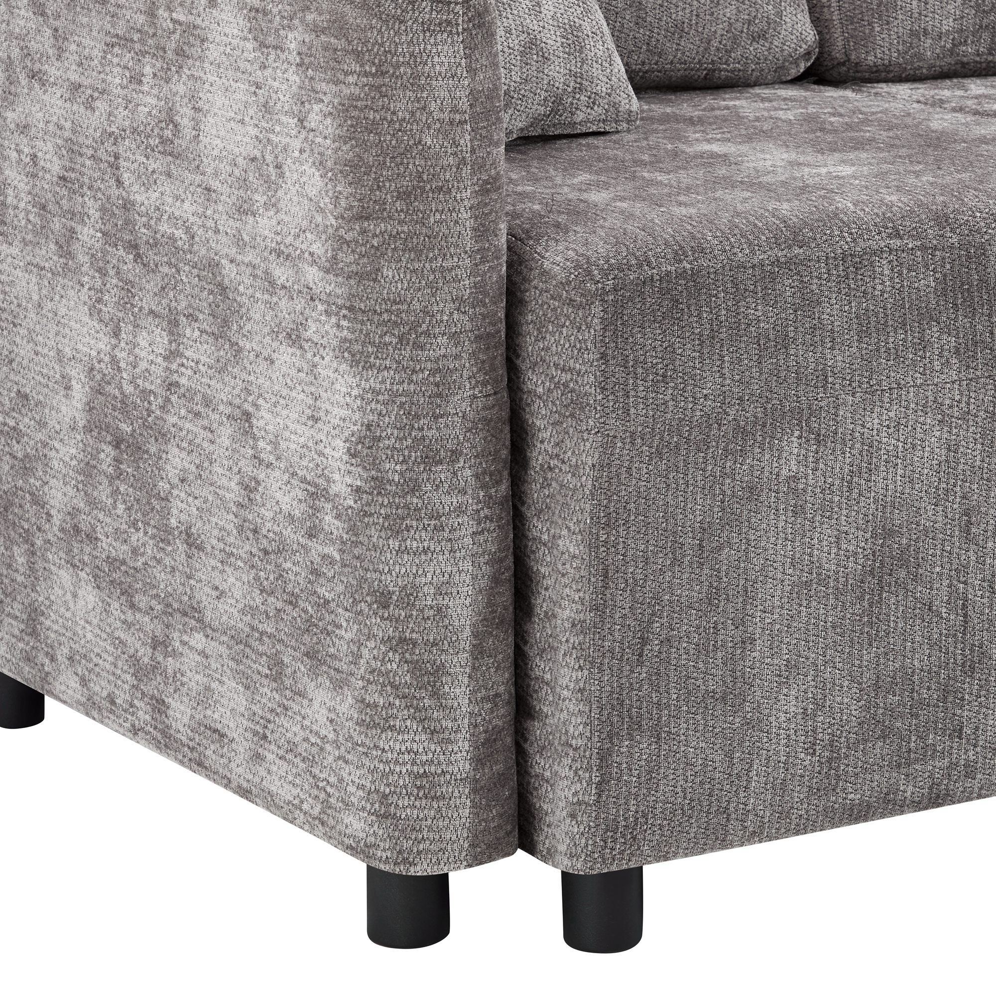 Canapé d’angle en L 3 places 187,5 x 144 x 85,5 cm, en chenille, Gris - vue complémentaire