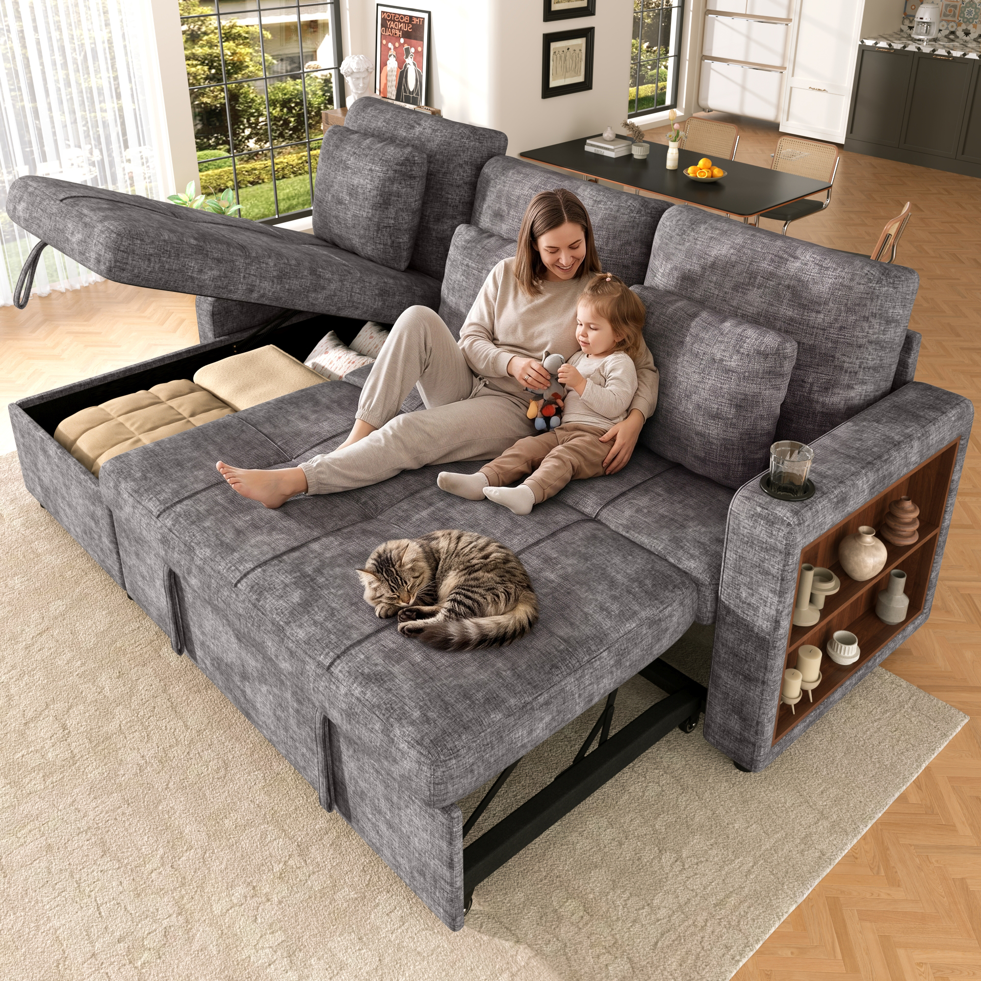 Canapé convertible gris