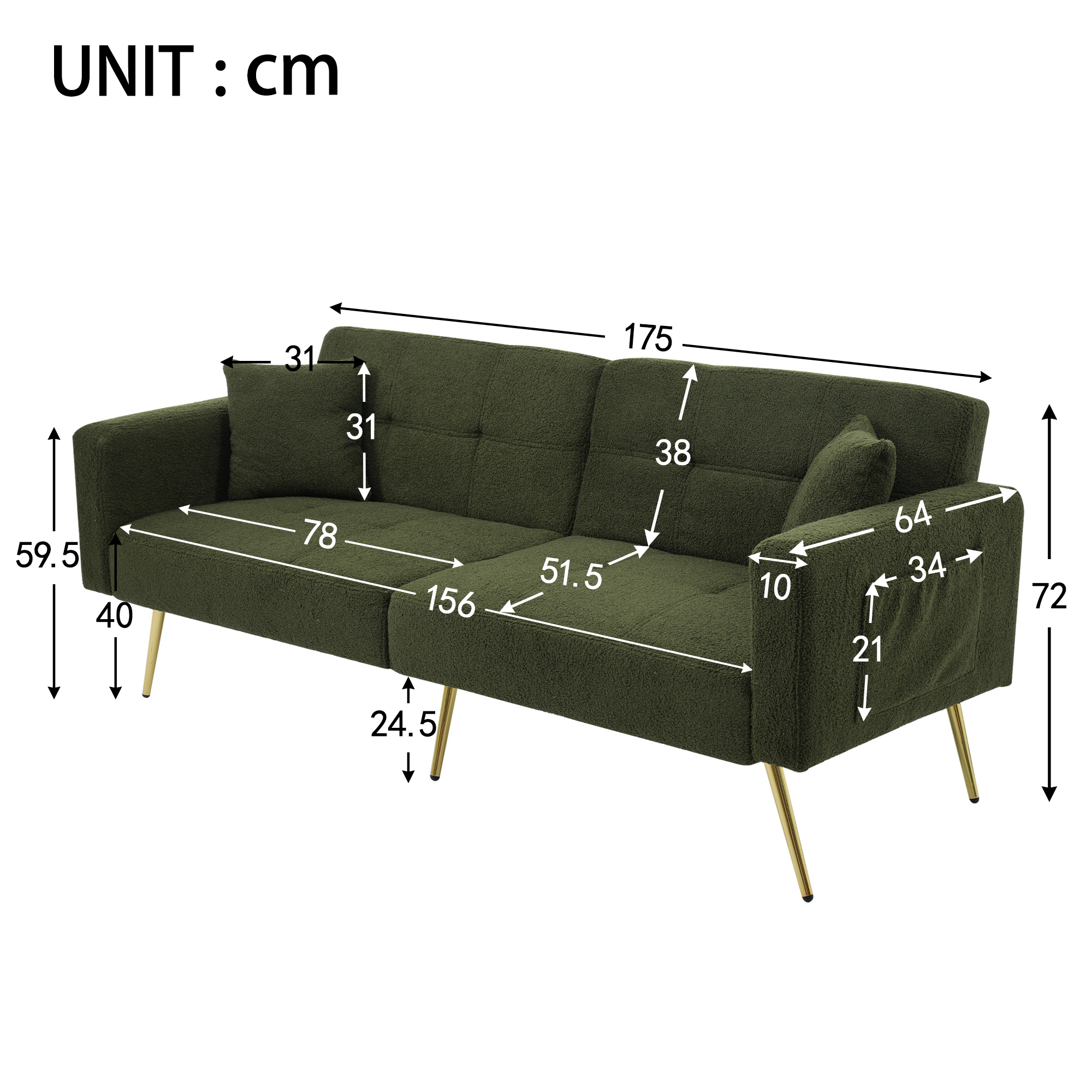 Dimensions du canapé convertible