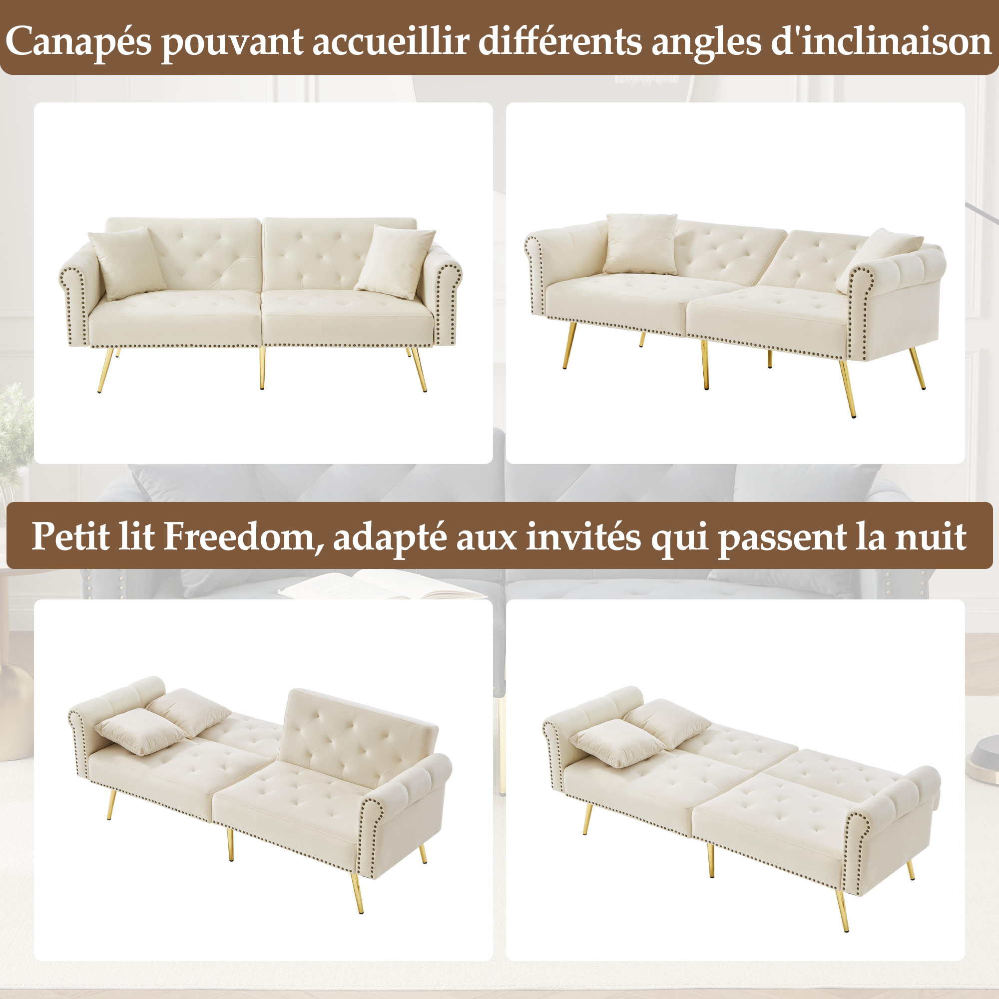 Détail du canapé convertible