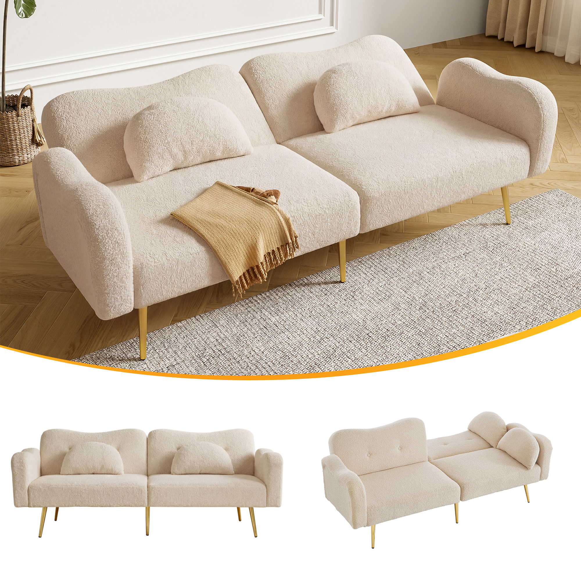 [Schlaffunktion]Zweisitzer-Sofabett - Modernes Zwe