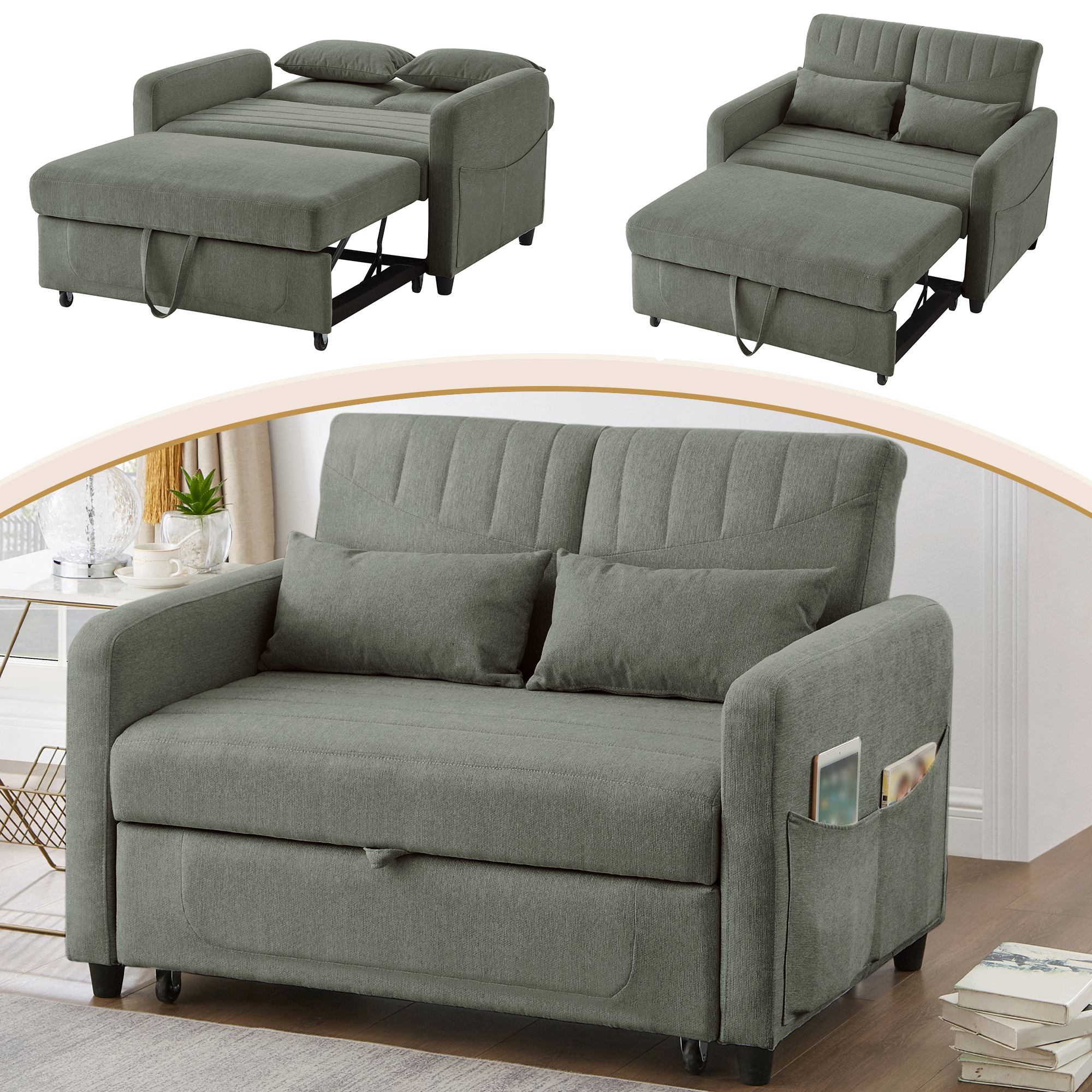 [Sofabett mit Schlaffunktion] Zweisitzer-Klappsofa