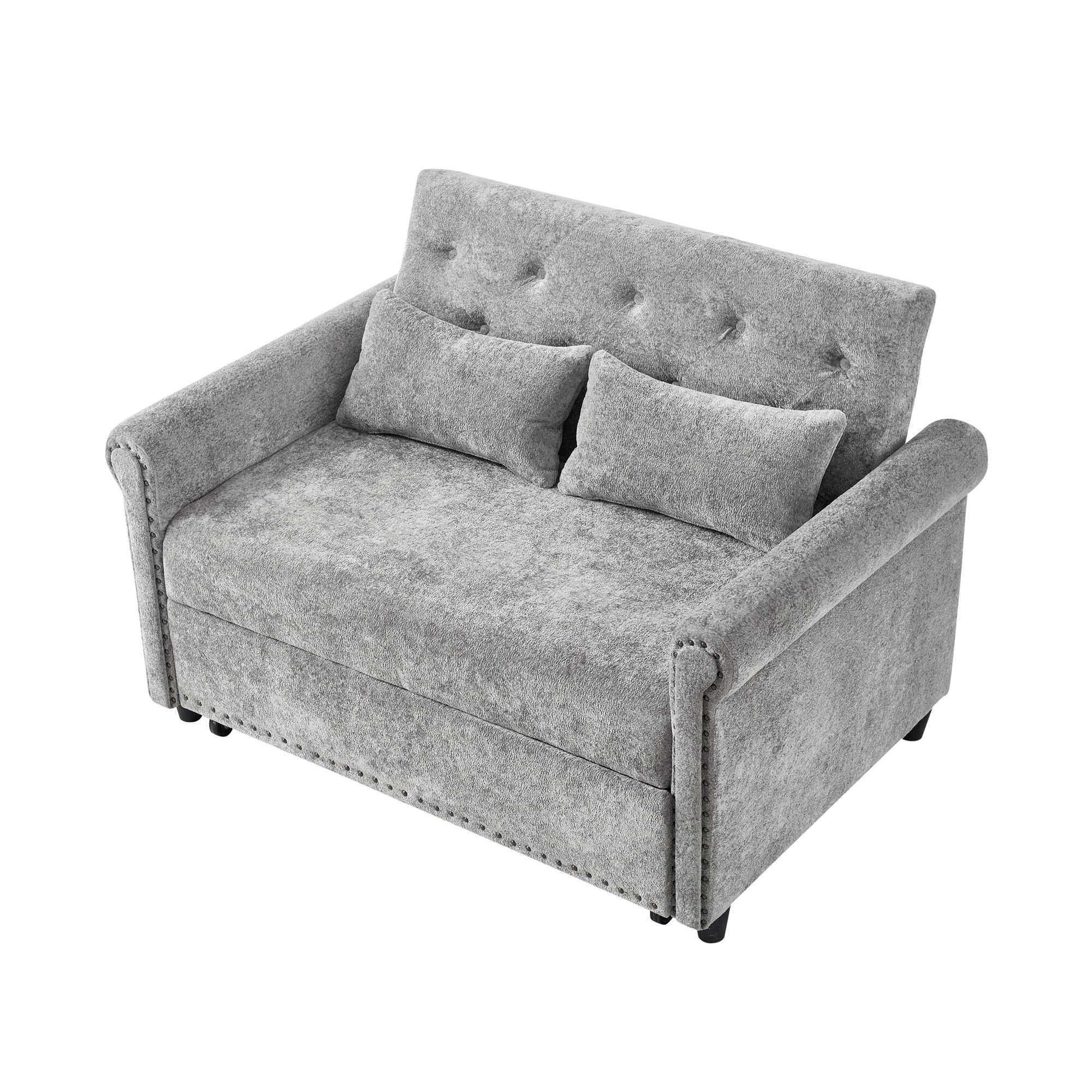 Canapé 2 places 120 x 80 x 82 cm, convertible, en chenille, Gris - détails