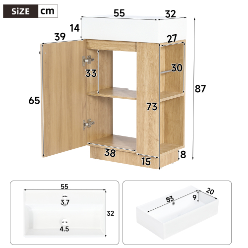 Dimensions du meuble sous-vasque 55x32x87 cm