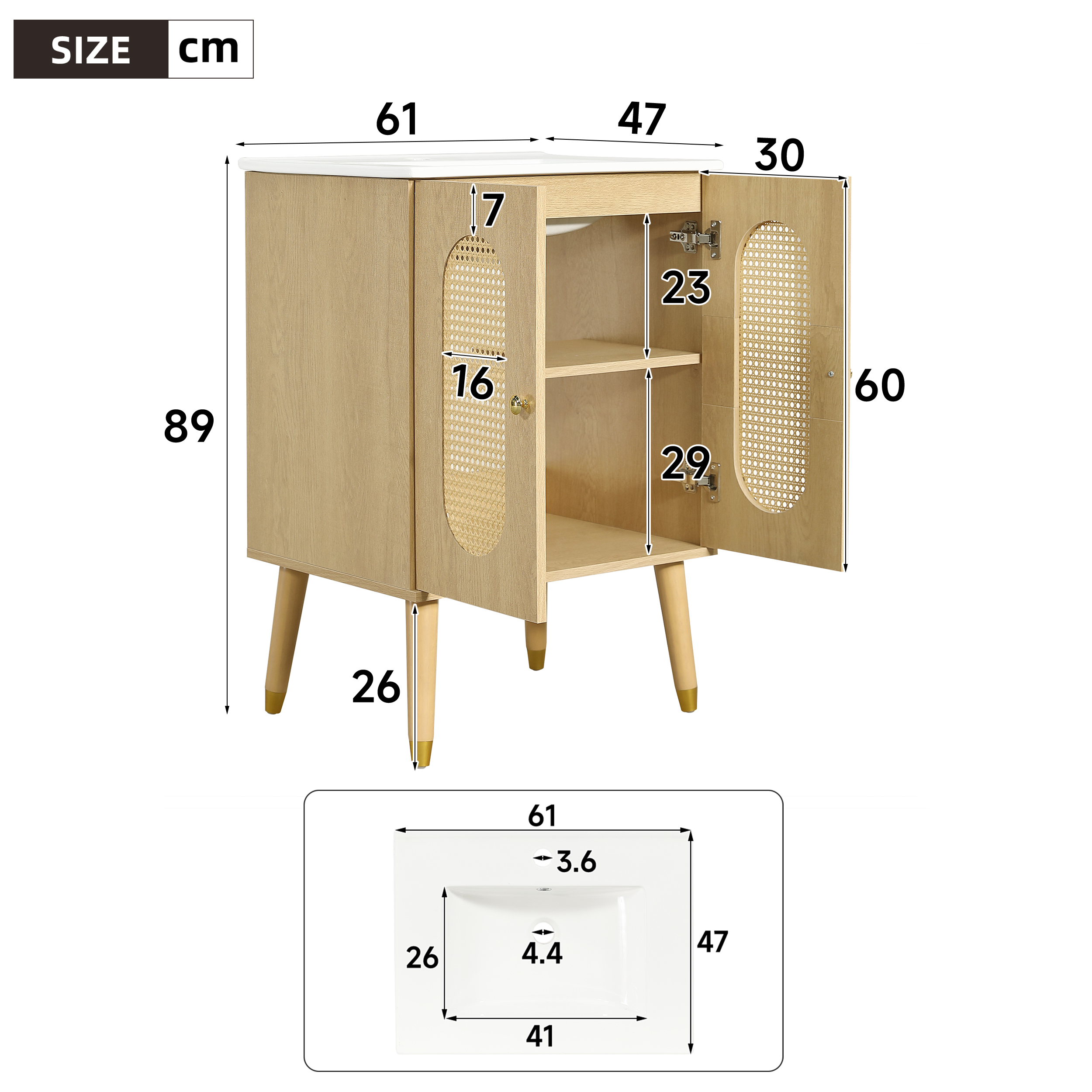 Dimensions du meuble vasque