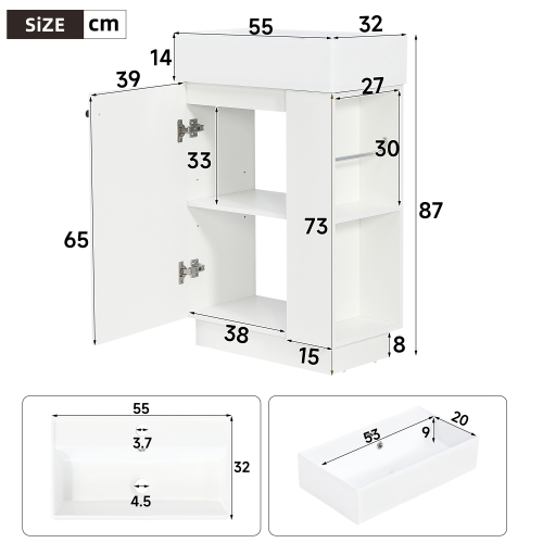 Dimensions du meuble sous-vasque 55x32x87 cm