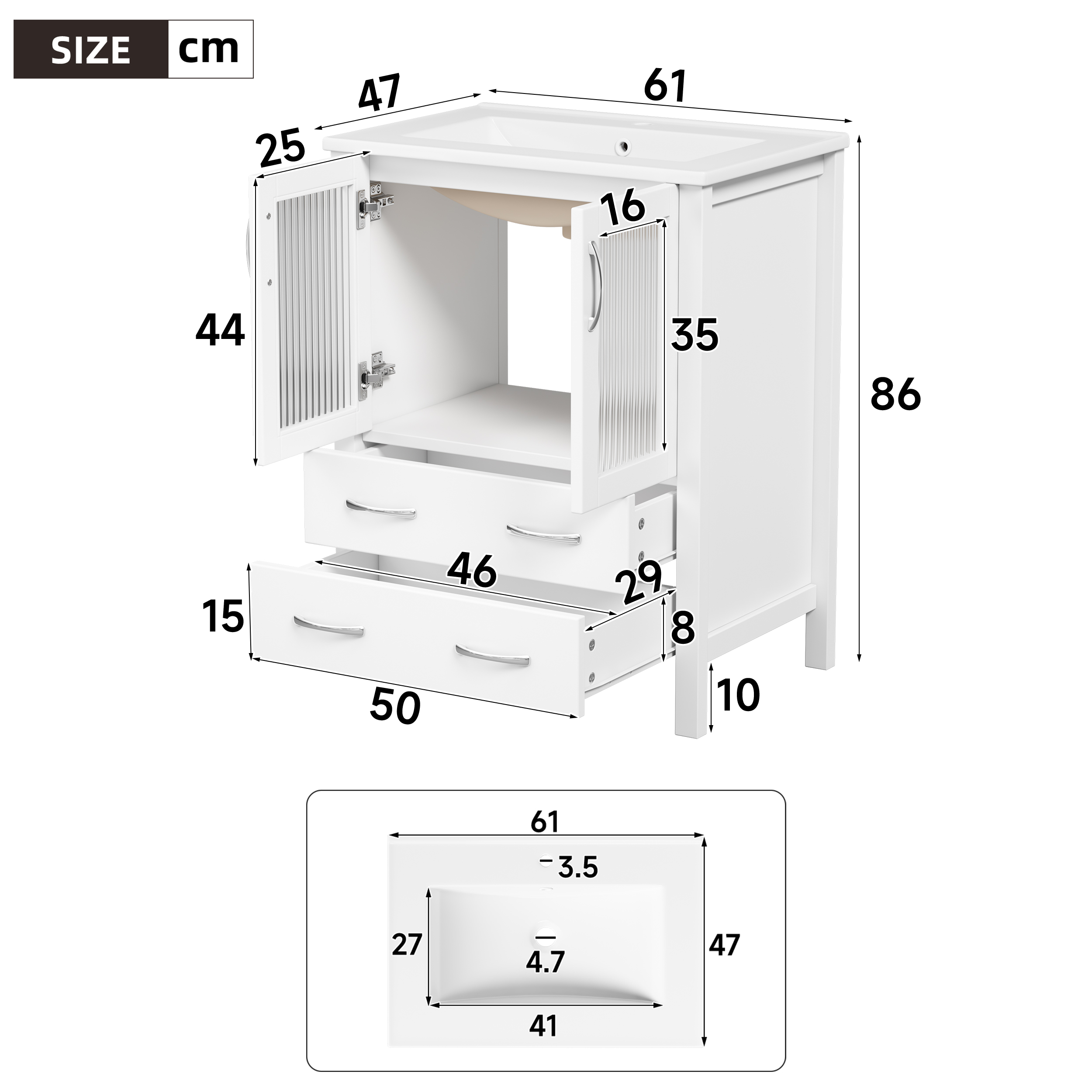 Dimensions du meuble vasque