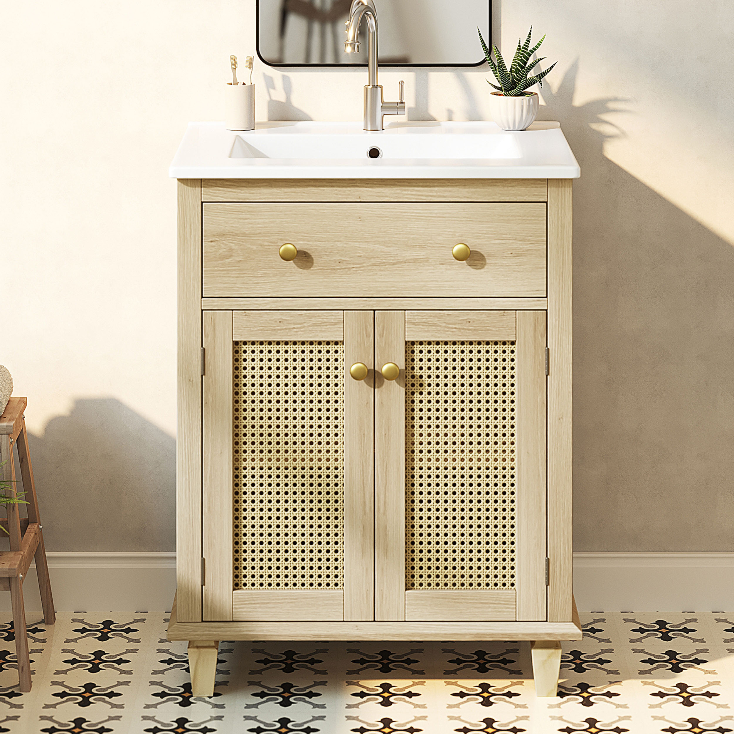 61 cm Badezimmerschrank mit Klappschublade, atmung