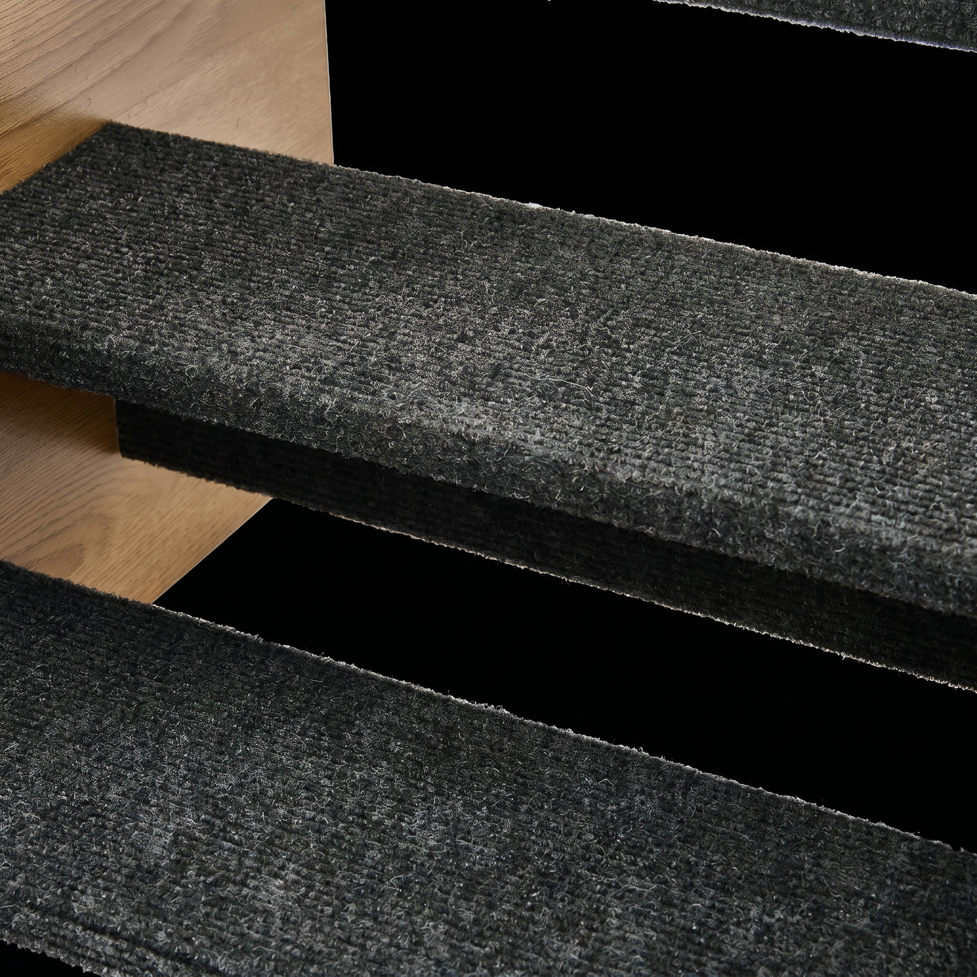 Détail tapis antidérapant des marches escalier chat
