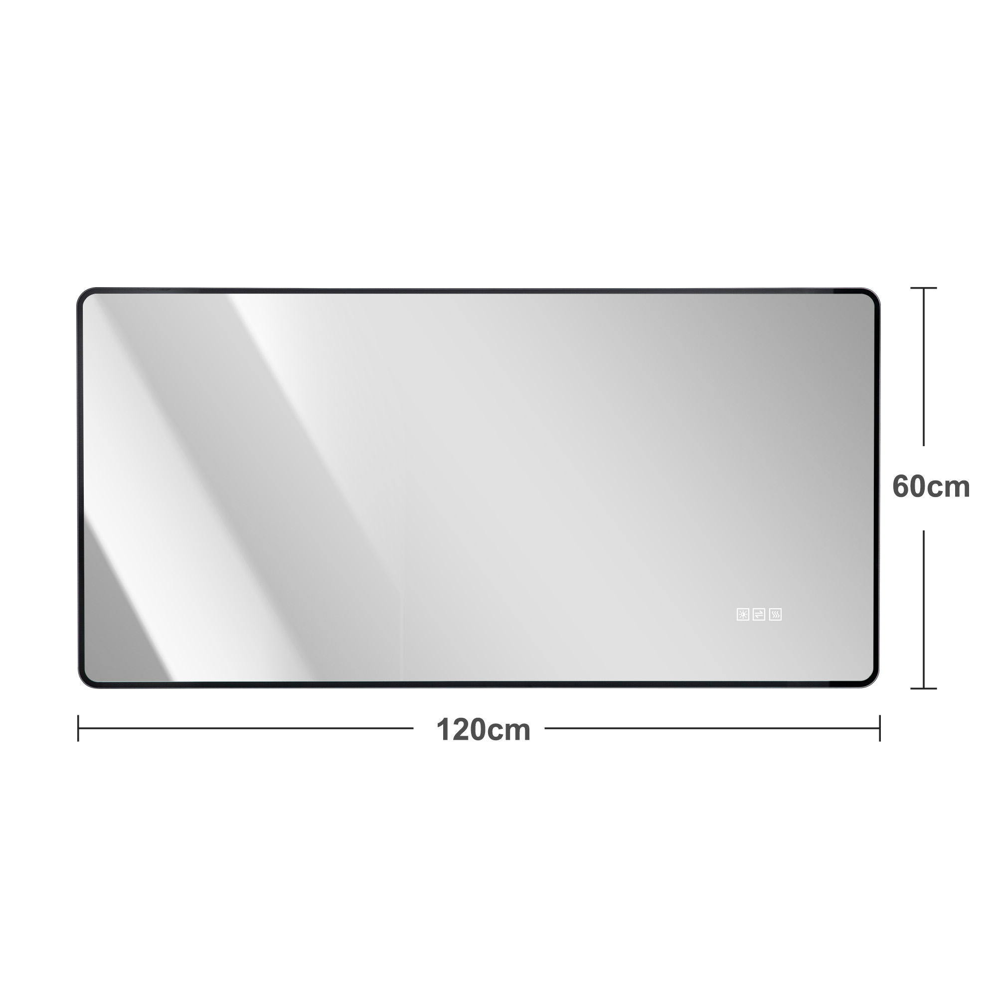 Miroir de salle de bains LED, éclairage LED, fonction anti-buée, 3 températures de couleur, intensité réglable, 120 x 60 x 3 cm, métal et verre trempé, argenté - vue 4