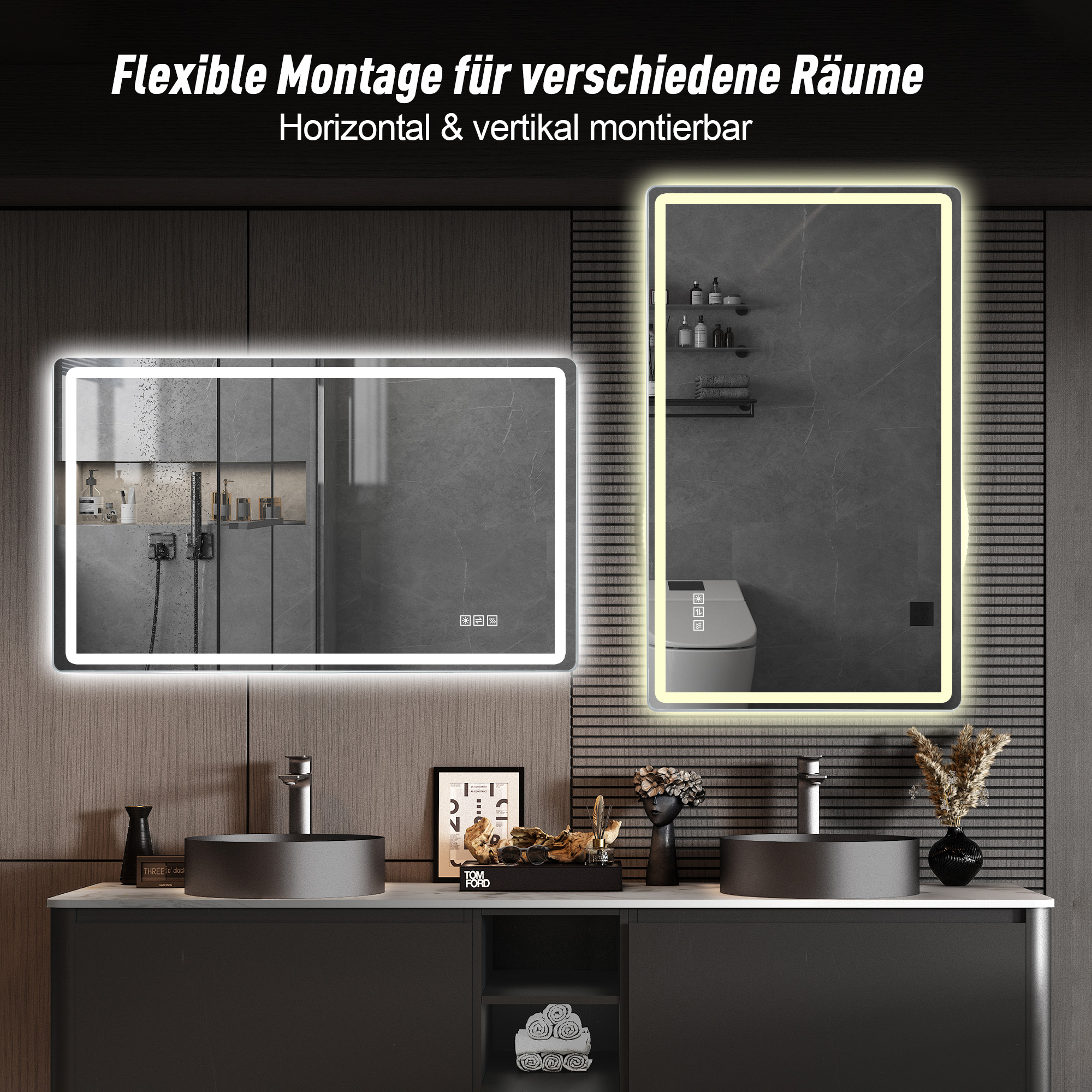 Fixation horizontal‑vertical, double alimentation prise ou câblage fixe