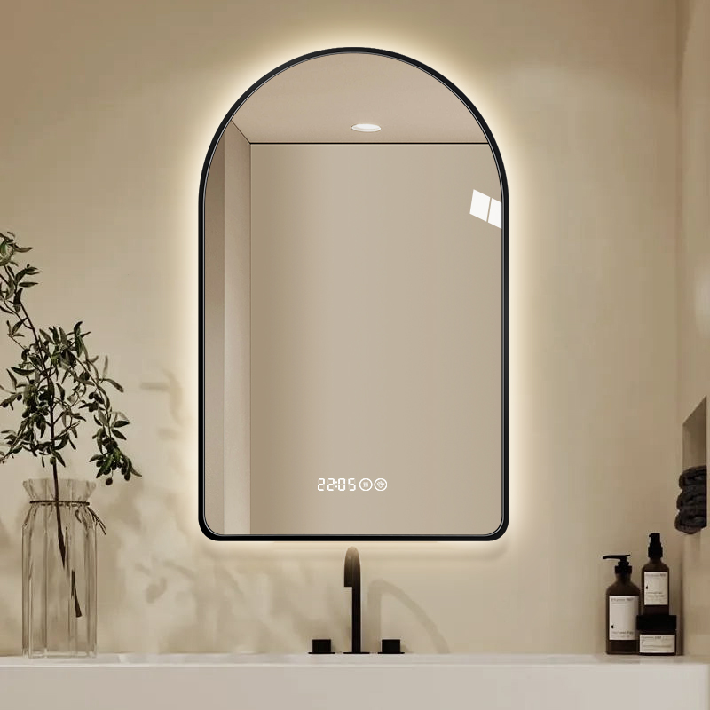 70*120cm Arched LED Mirror for Bathroom,Time and t