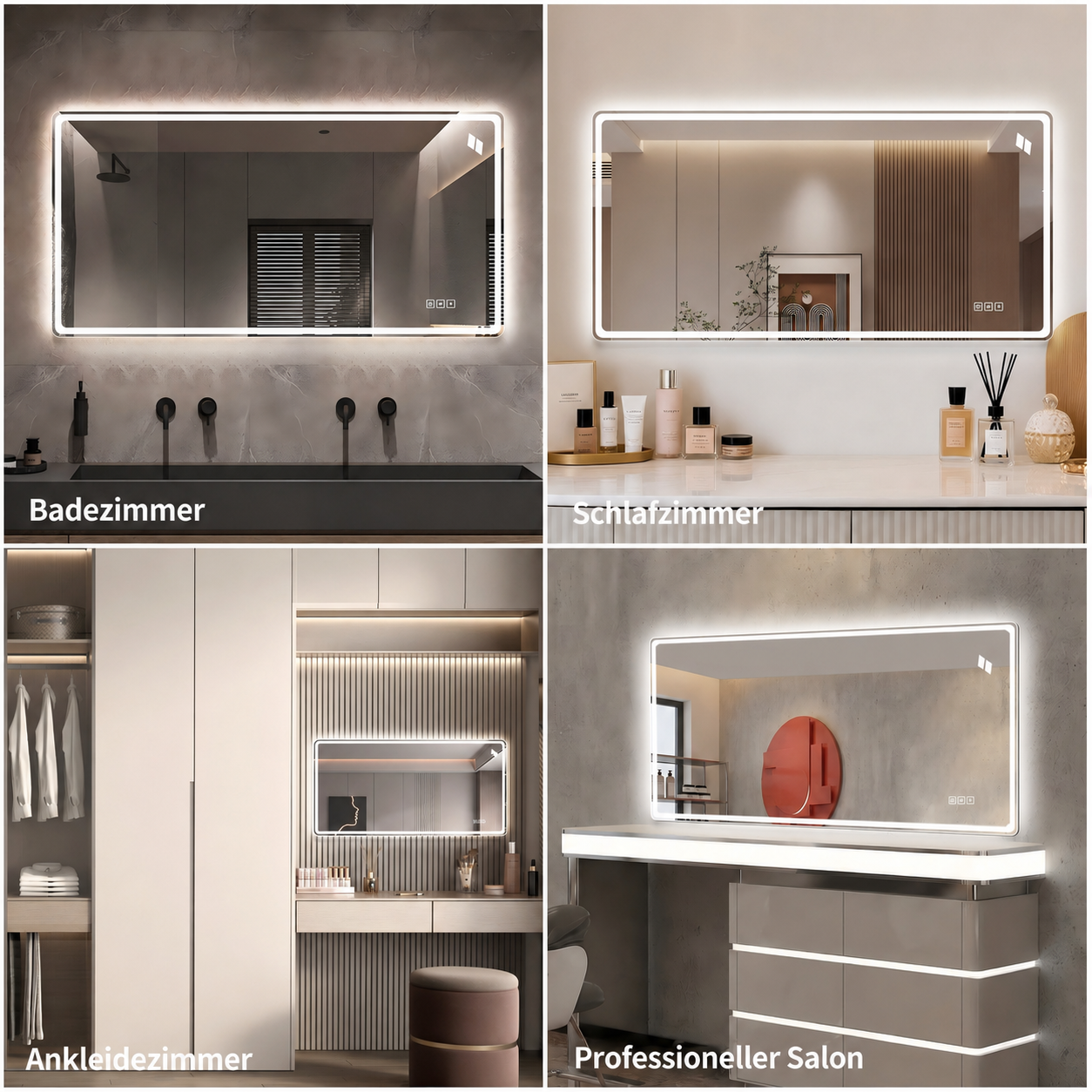 Meuble vasque de salle de bains, éclairage led, fonction anti-buée, intensité réglable, 100 x 60 x 2,5 cm, verre trempé et métal, argenté - vue 4