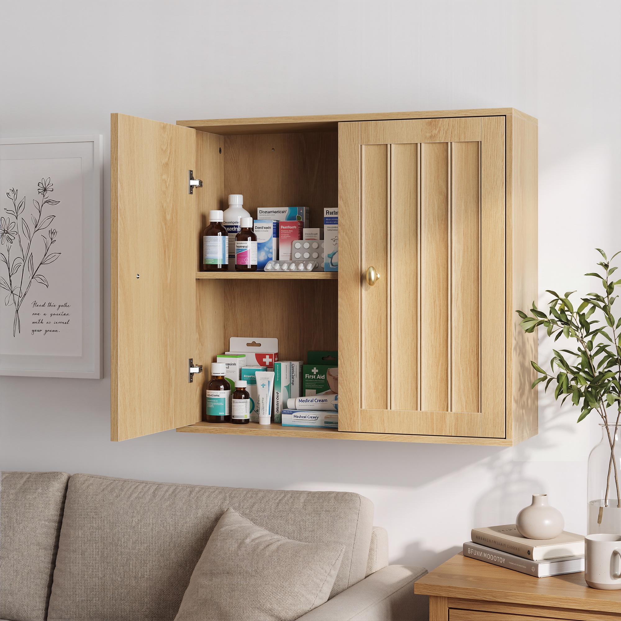 Wandmontierter Badezimmerschrank, zweitüriger Medi