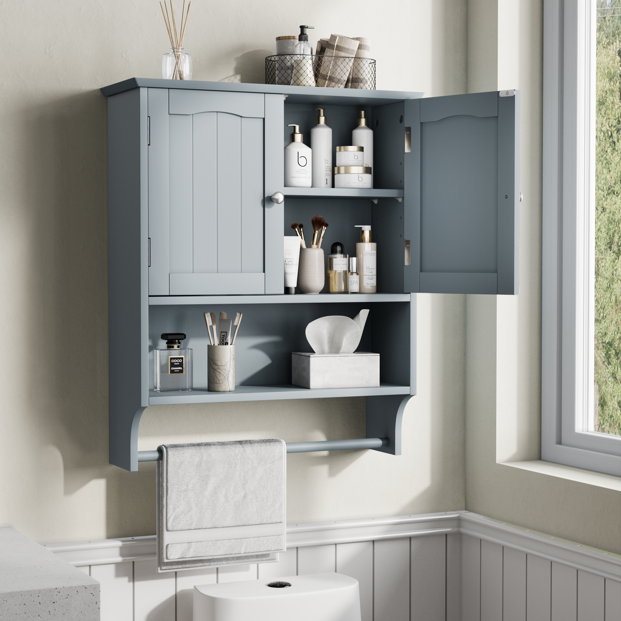 Badezimmerwandschrank mit Handtuchhalter, Badezimm