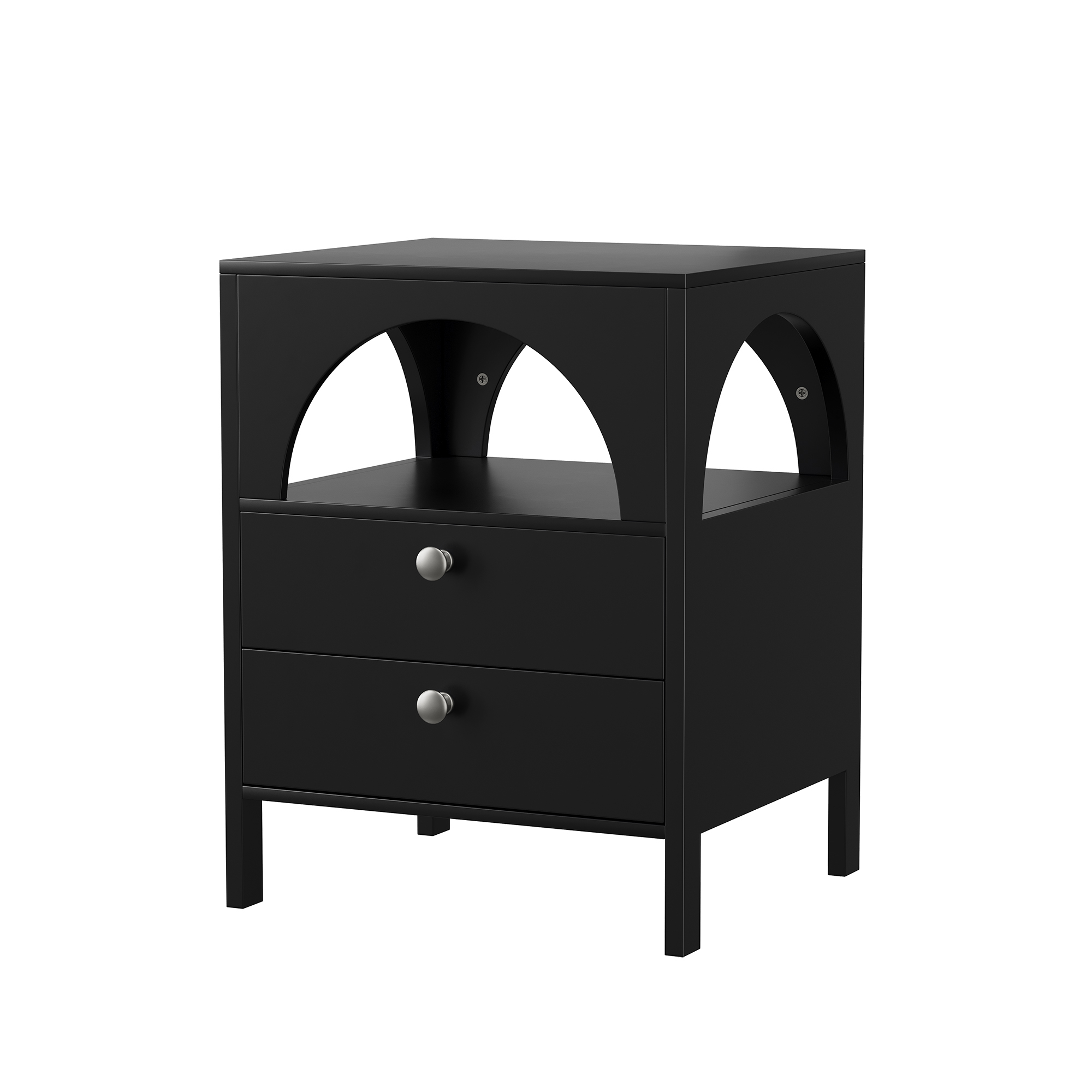 Table de chevet, avec tiroirs, 45 x 40 x 58 cm, MDF, noir - vue 3