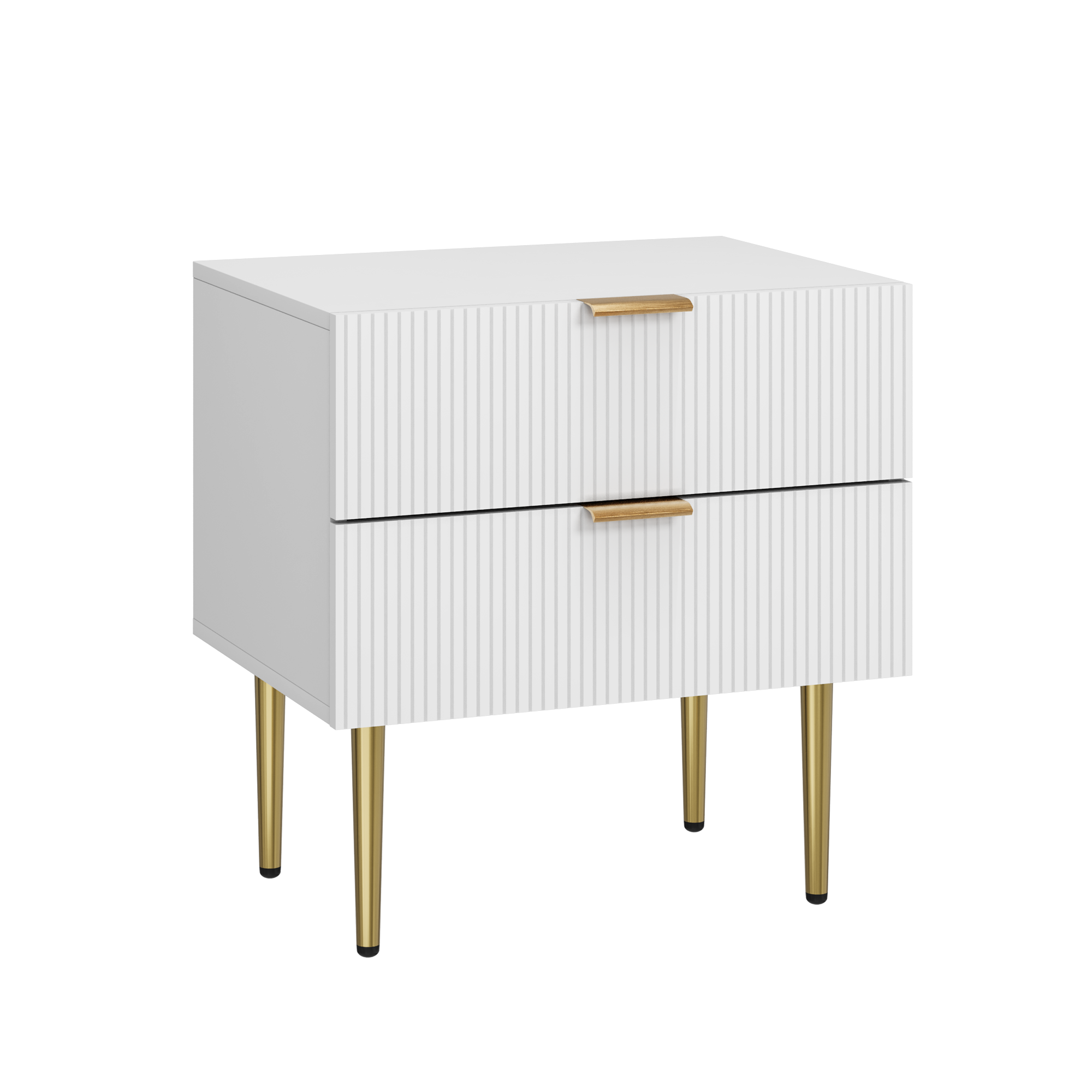 Table de chevet, avec tiroirs, 53 x 41,3 x 52,5 cm, panneaux de particules et métal, blanc - vue 1