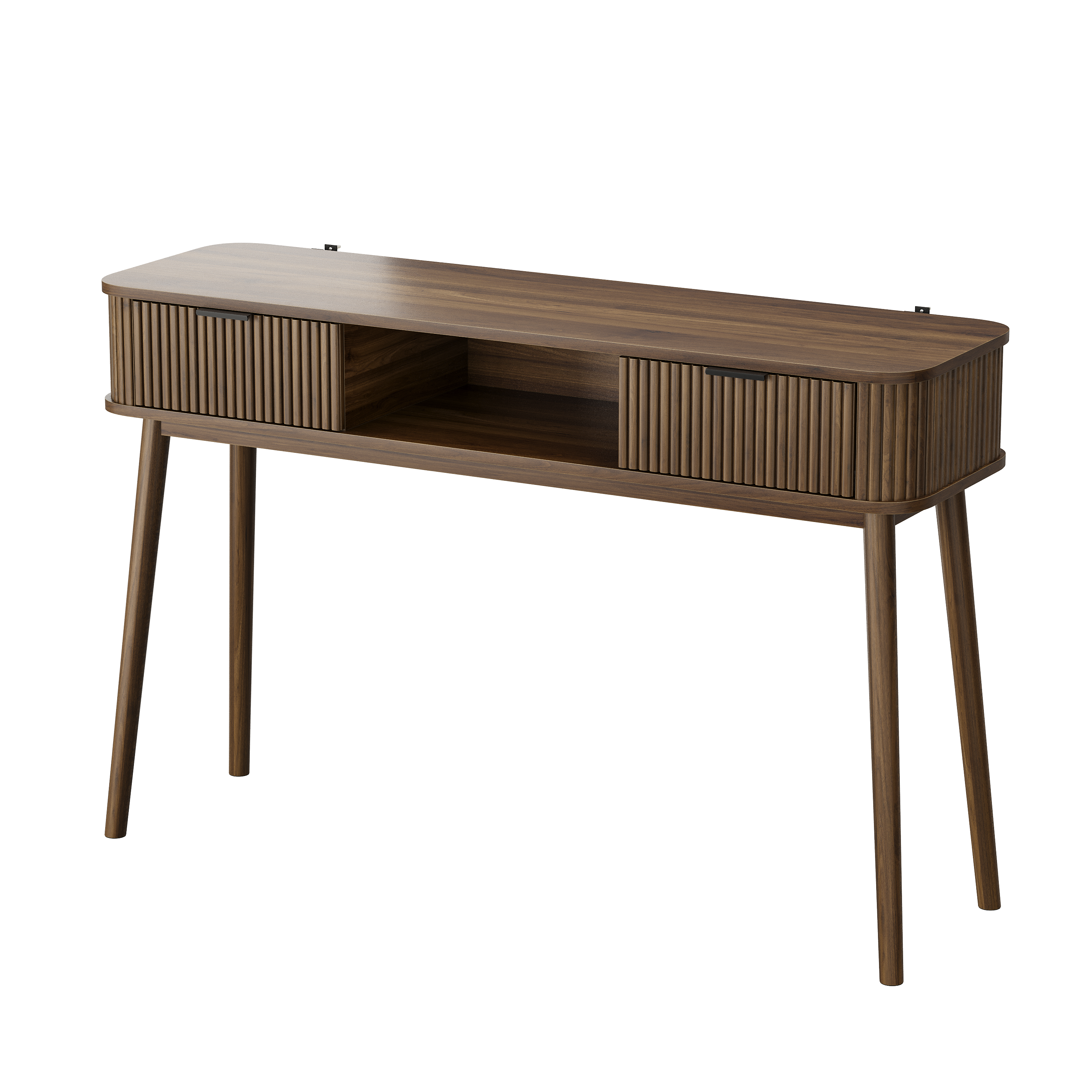 Bureau, avec tiroirs, 120 x 35 x 77,6 cm, panneaux de particules et MDF, noyer - vue 6