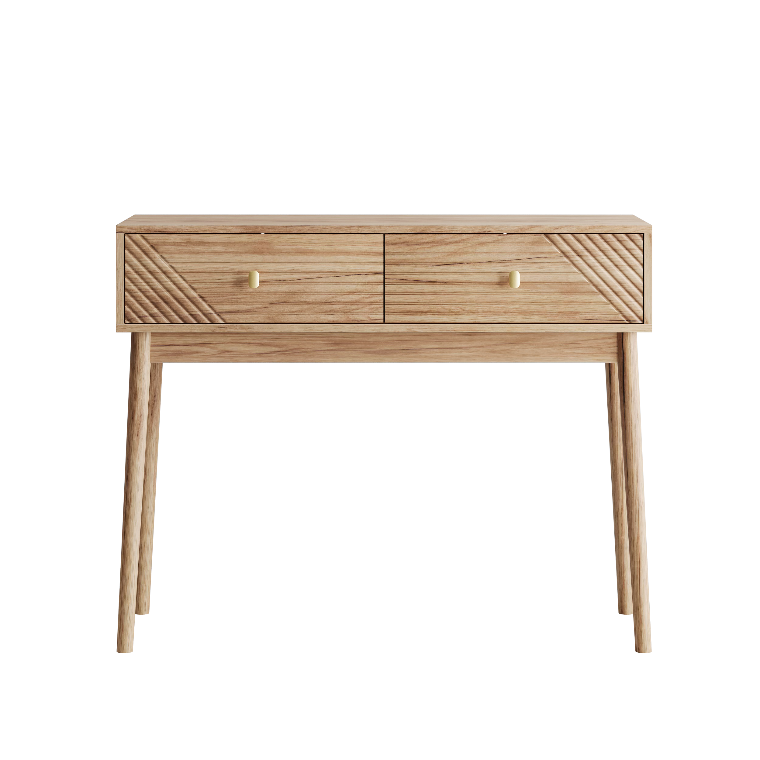 Console avec rangement, 100 x 35 x 80 cm, MDF et panneaux de particules, chêne - vue 6