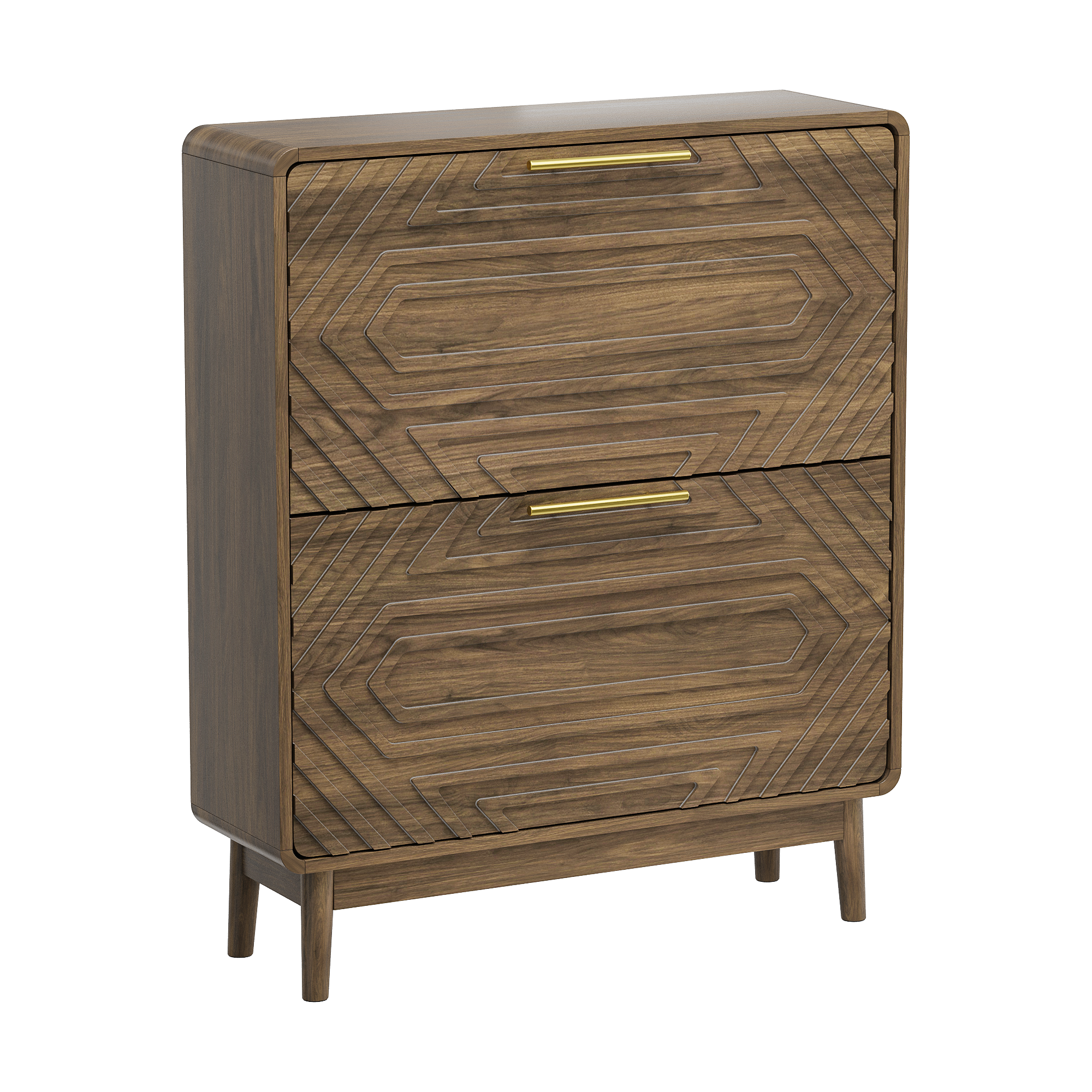Meuble à chaussures, structure pliante, rangement intégré, avec tiroirs, 80 x 24 x 95 cm, bois et MDF, noyer - vue 1