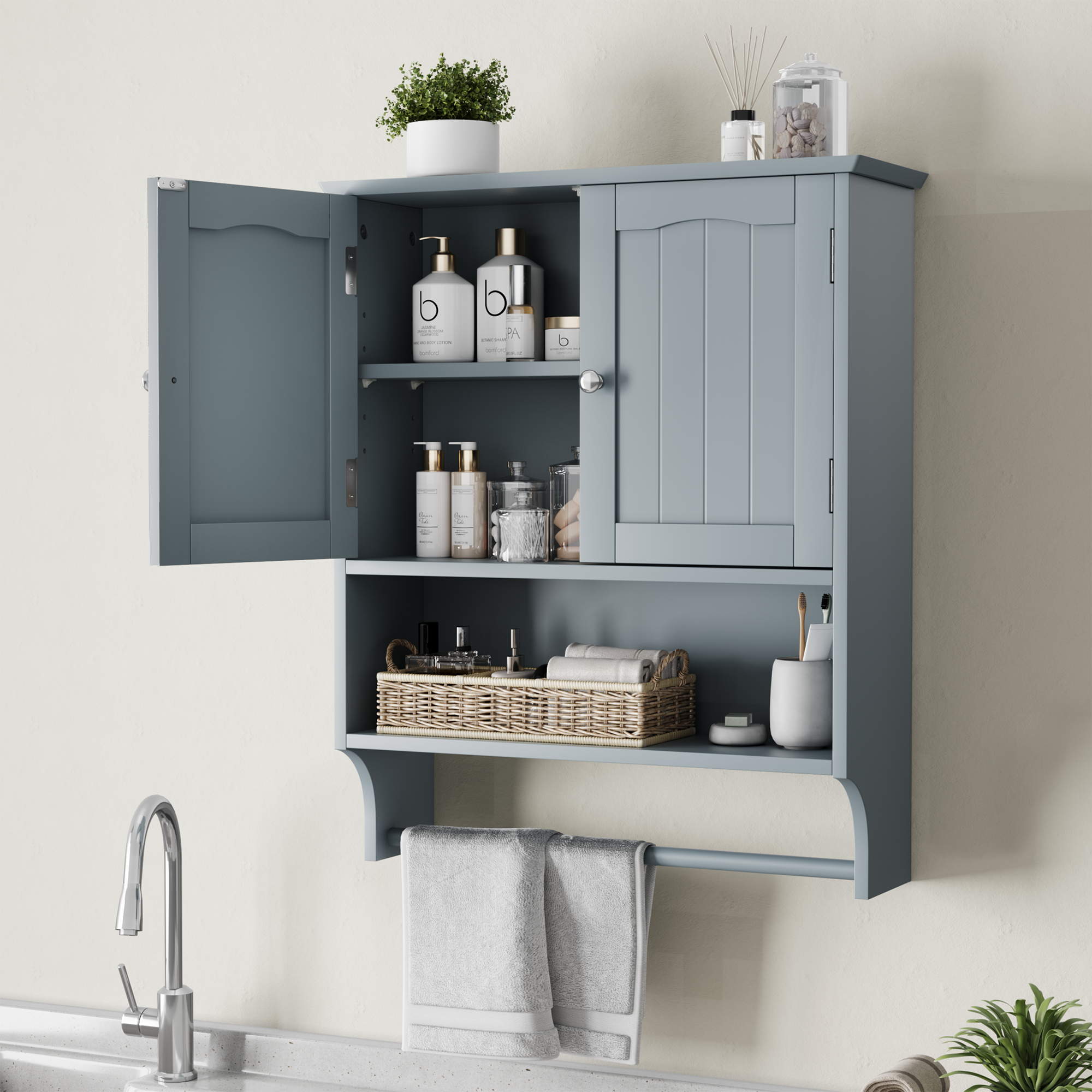 Badezimmerwandschrank mit Handtuchhalter, Badezimm