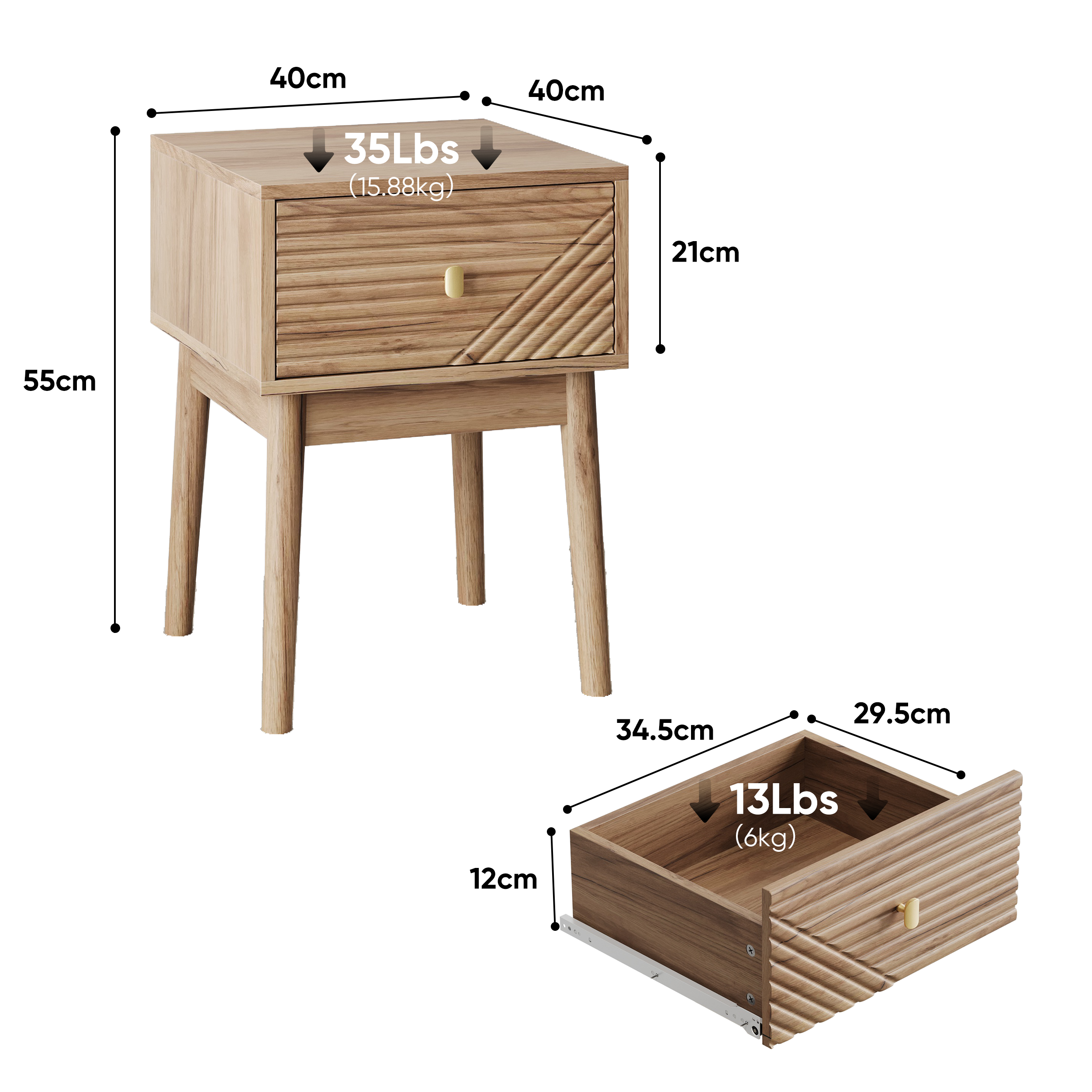Dimensions du table de chevet