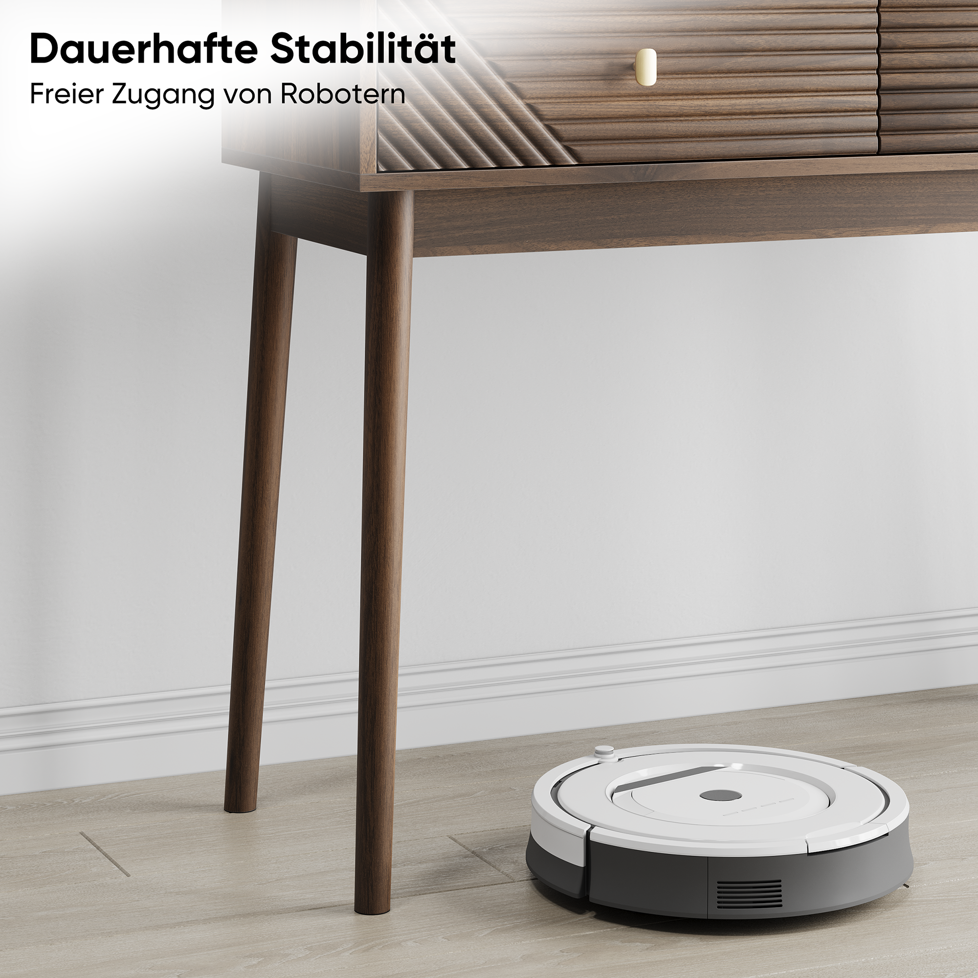 Console avec rangement, 100 x 35 x 80 cm, MDF et panneaux de particules, noyer - vue 5