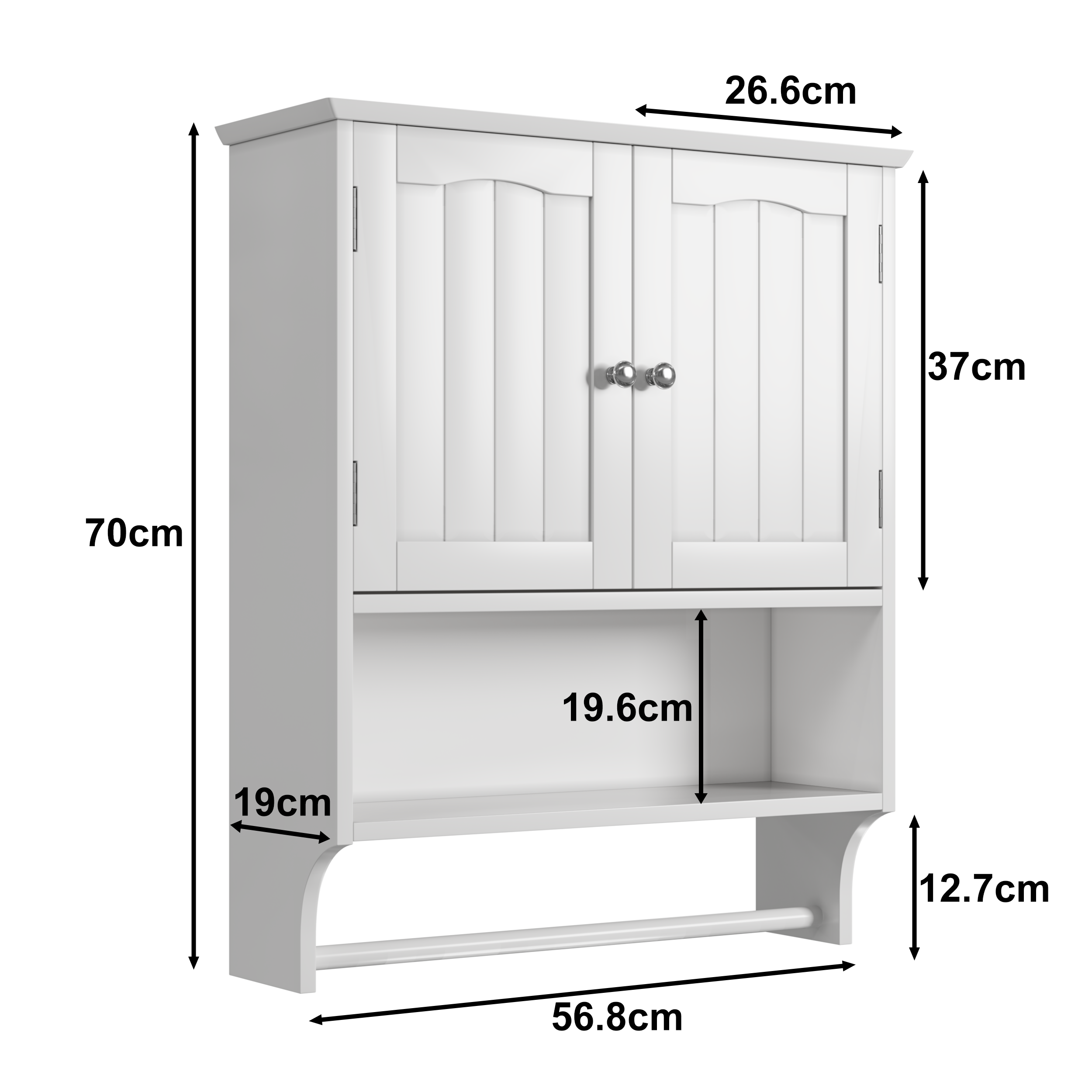 Weißer Badezimmerschrank an der Wand befestigter H