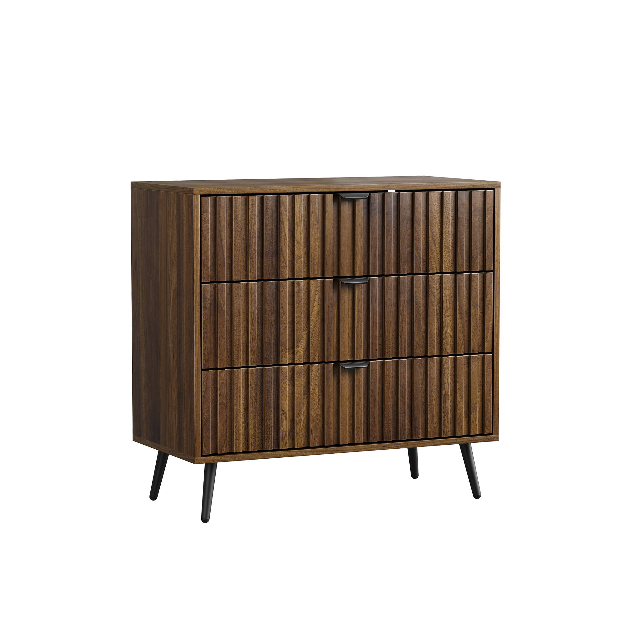 Commode, 3 tiroirs, 80 x 38 x 78 cm, MDF, noyer - vue 7