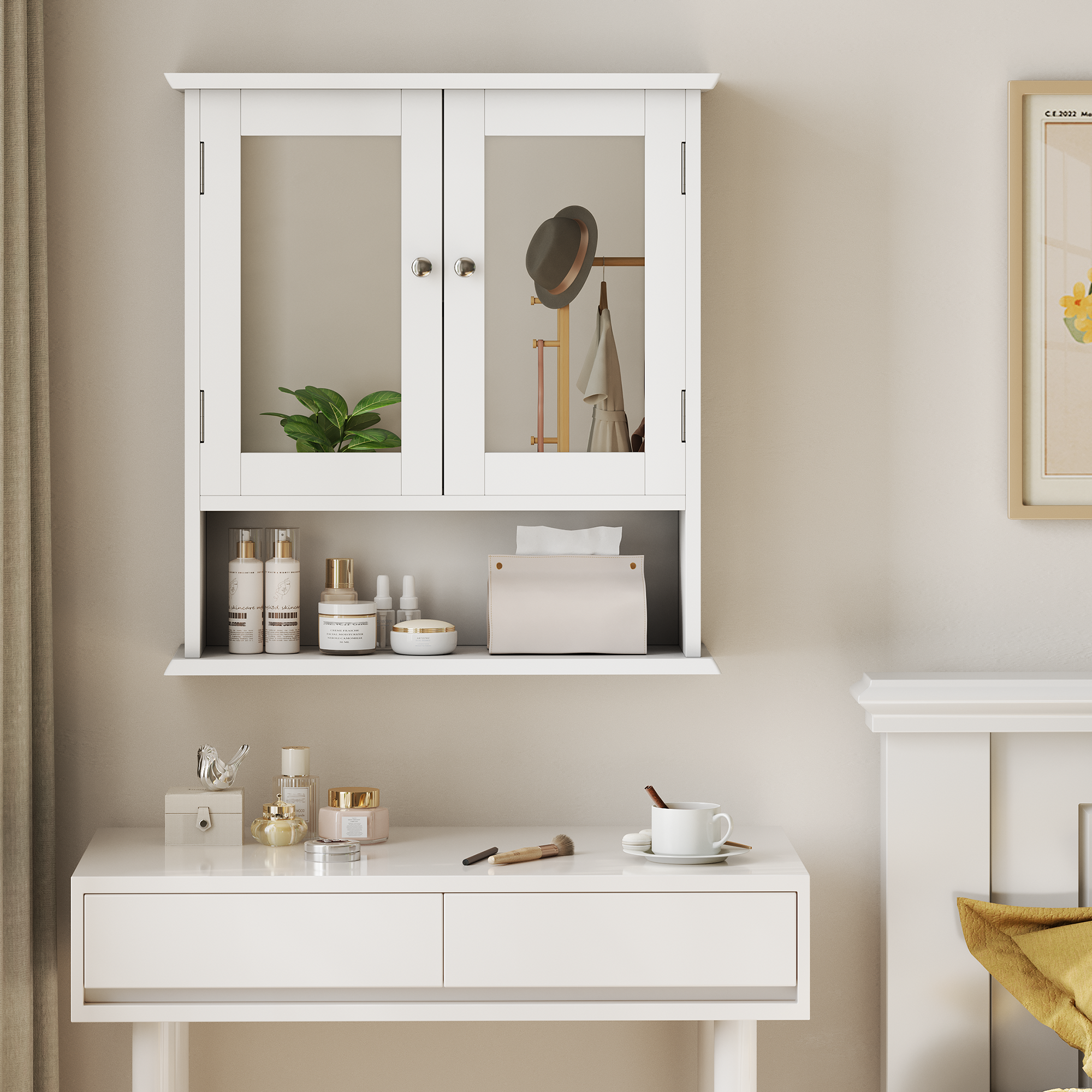 Badezimmerschrank mit Spiegel, weißer Arzneischran