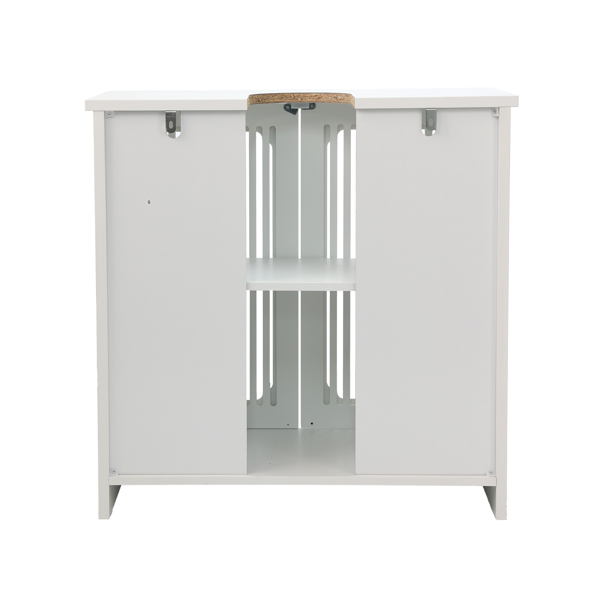 Meuble sous-vasque de salle de bains 60 x 30 x 60 cm, façade à lamelles, étagères réglables, panneaux de particules, Blanc - vue complémentaire