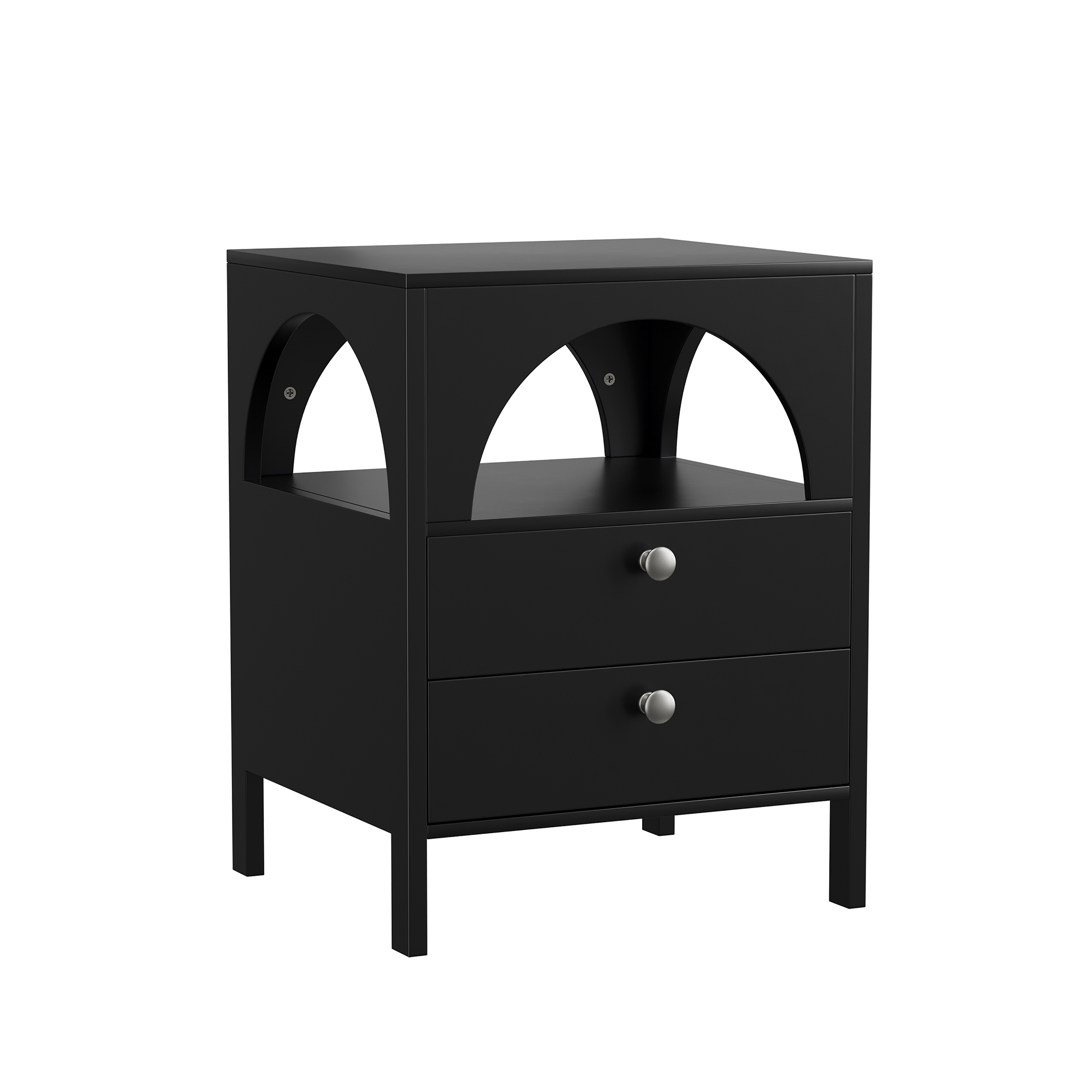 Table de chevet, avec tiroirs, 45 x 40 x 58 cm, MDF, noir - vue 2