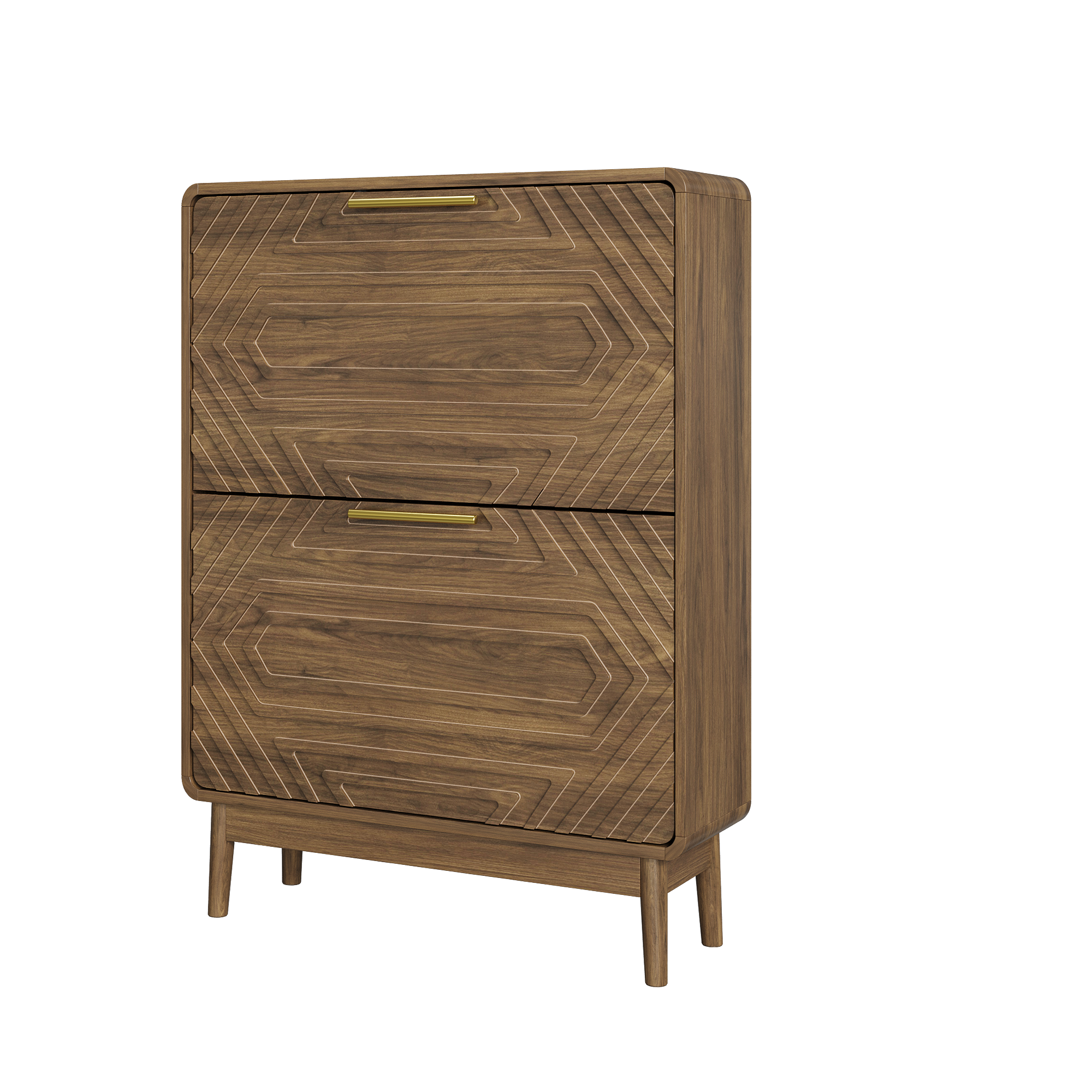 Meuble à chaussures, structure pliante, 60 x 24 x 95 cm, bois et MDF, noyer - vue 2