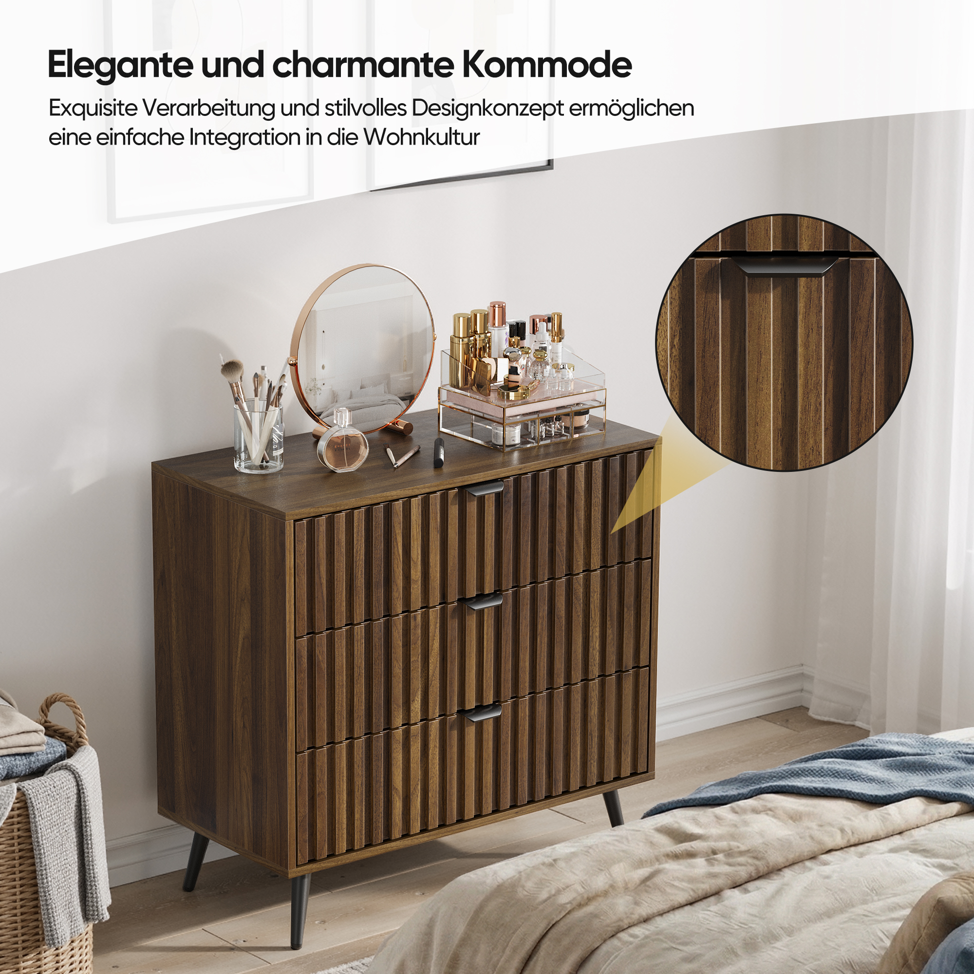 commode 3 tiroirs design unique avec technique de fabrication soignée