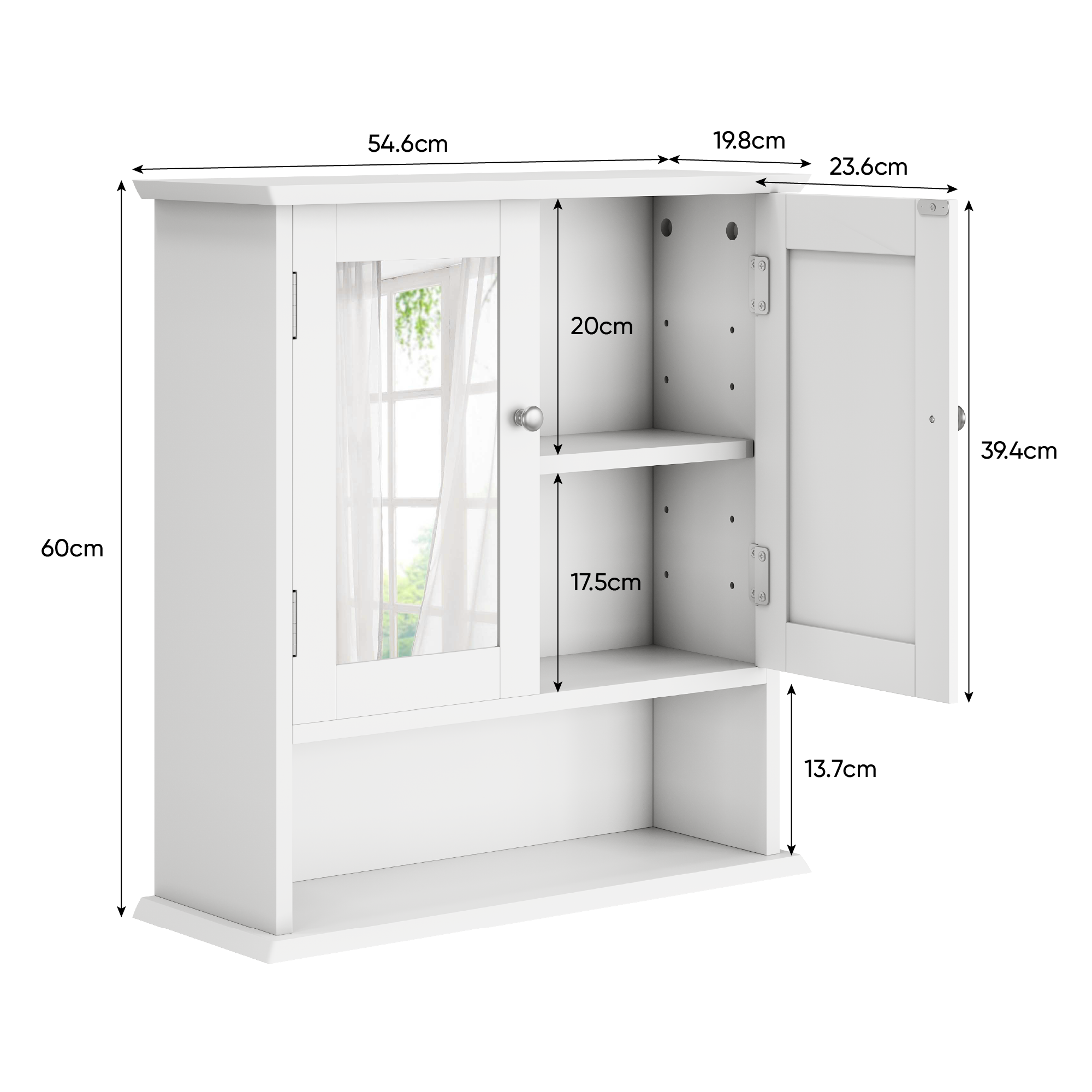 Badezimmerschrank mit Spiegel, weißer Arzneischran