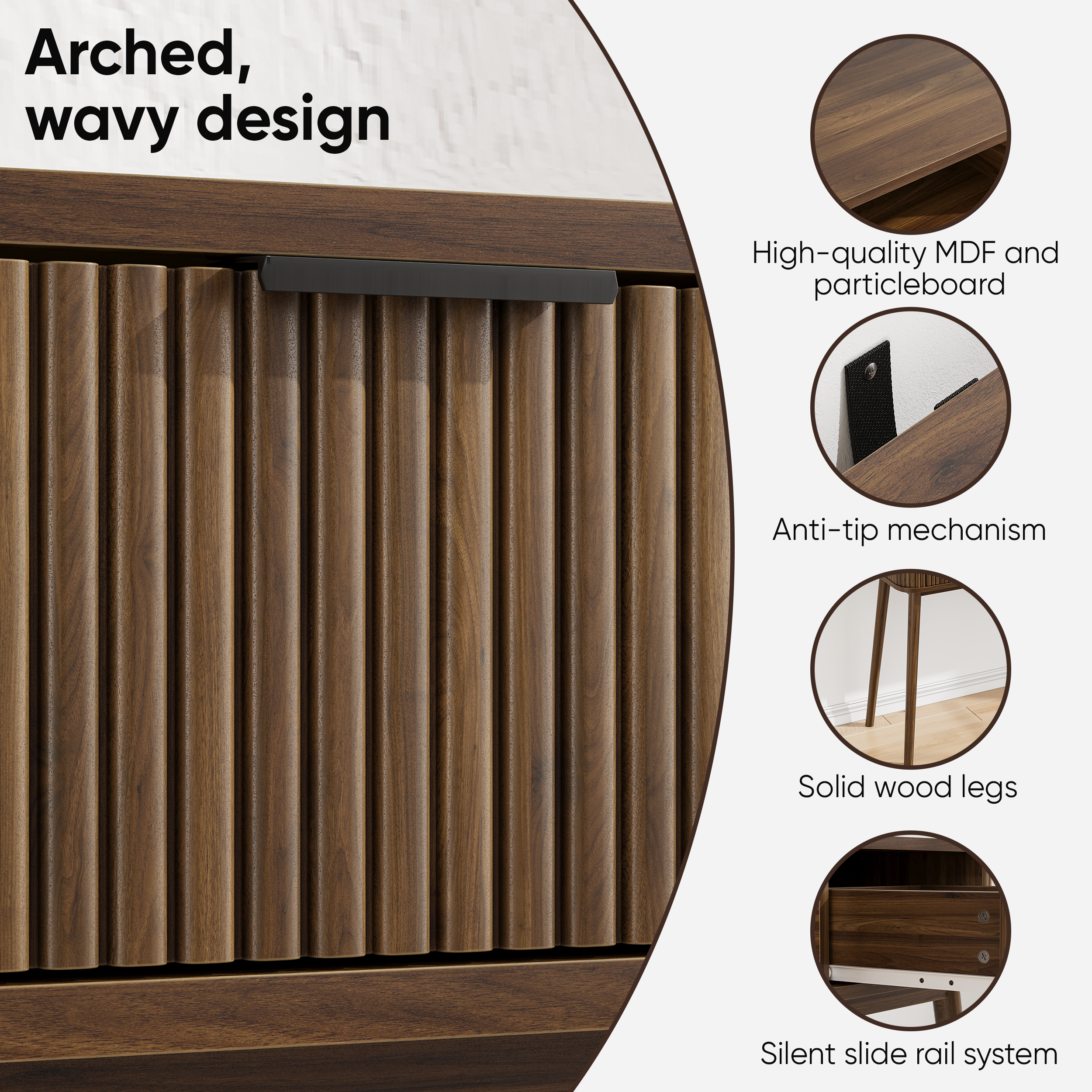 Bureau, avec tiroirs, 120 x 35 x 77,6 cm, panneaux de particules et MDF, noyer - vue 5