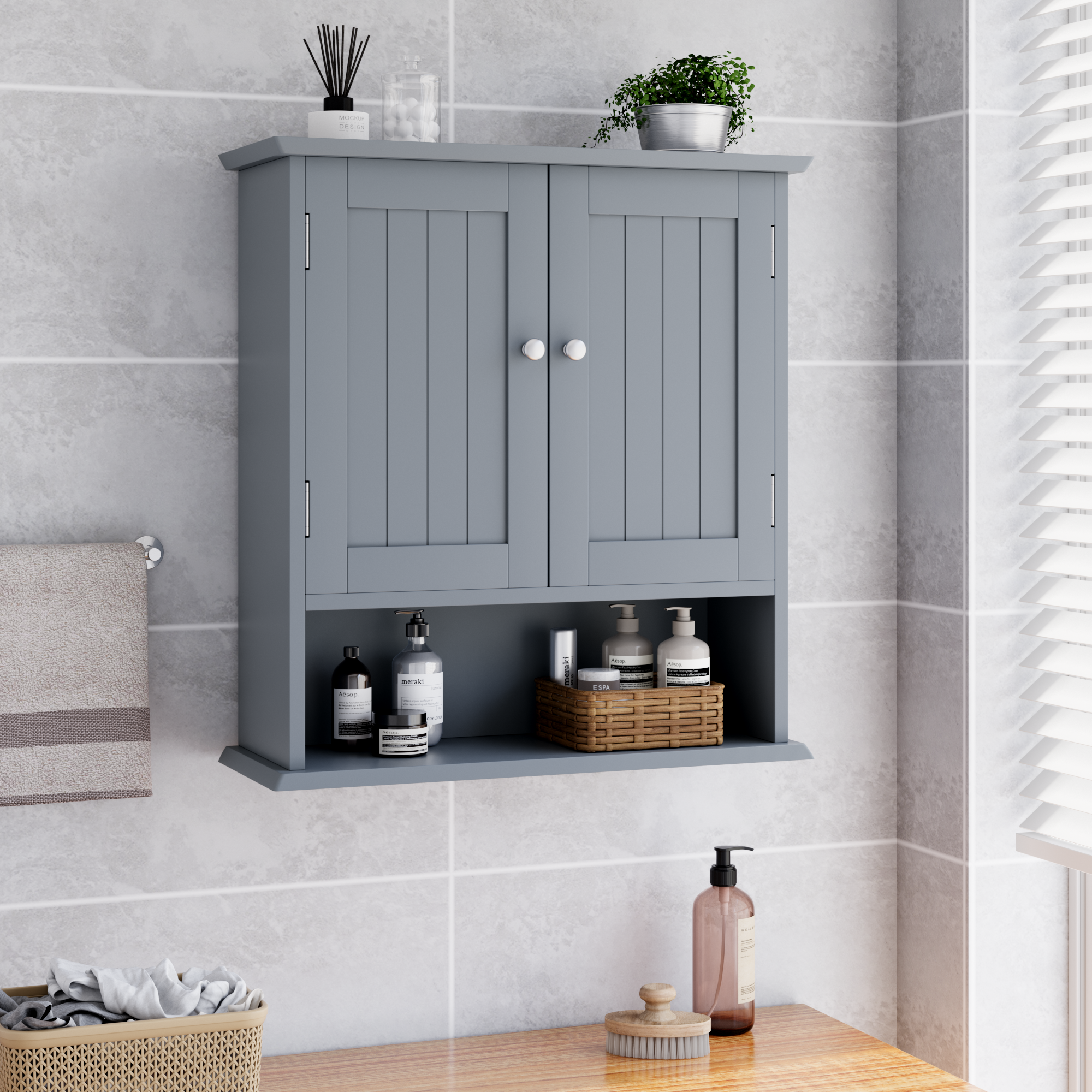 Badezimmerschrank, Badezimmerschrank Wandregal mit
