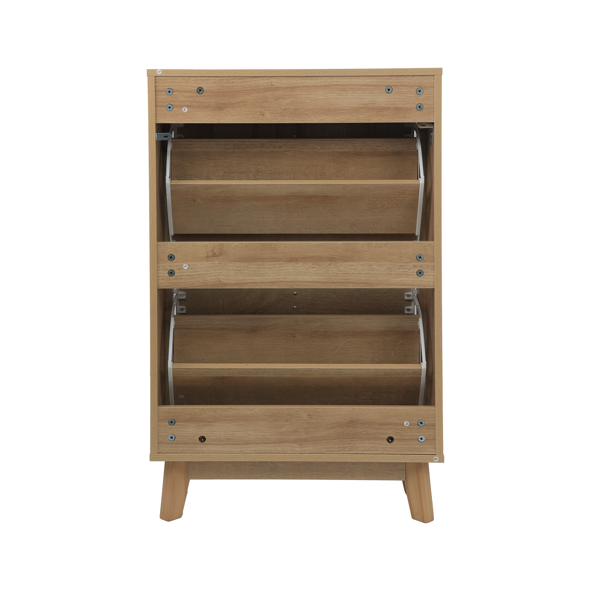 Meuble de rangement, structure pliante, 60 x 24 x 94 cm, panneaux de particules et bois, chêne - vue 1