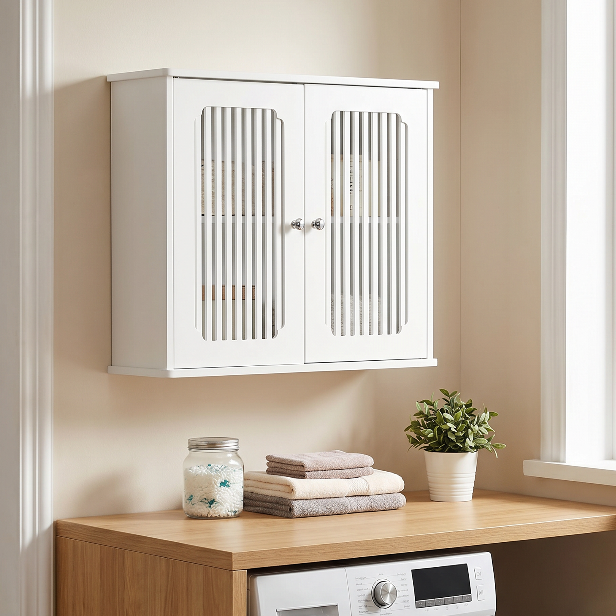 Meuble de rangement de salle de bains, 60 x 20 x 52 cm, panneaux de particules et MDF, blanc - vue 5