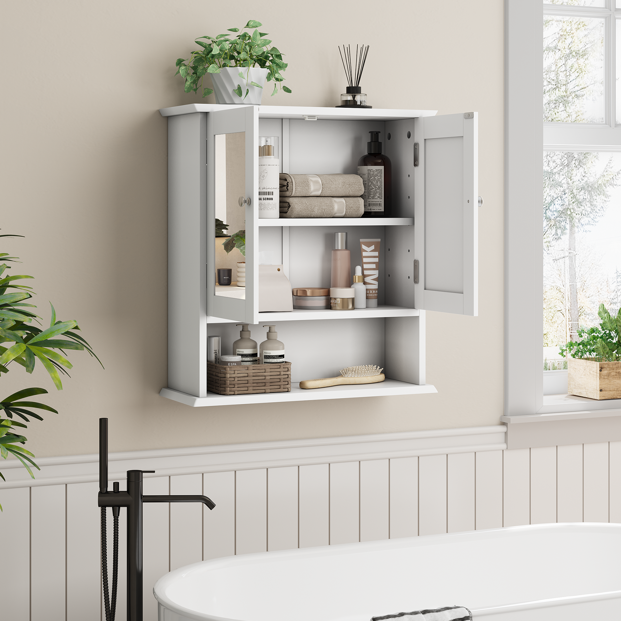Badezimmerschrank mit Spiegel, weißer Arzneischran