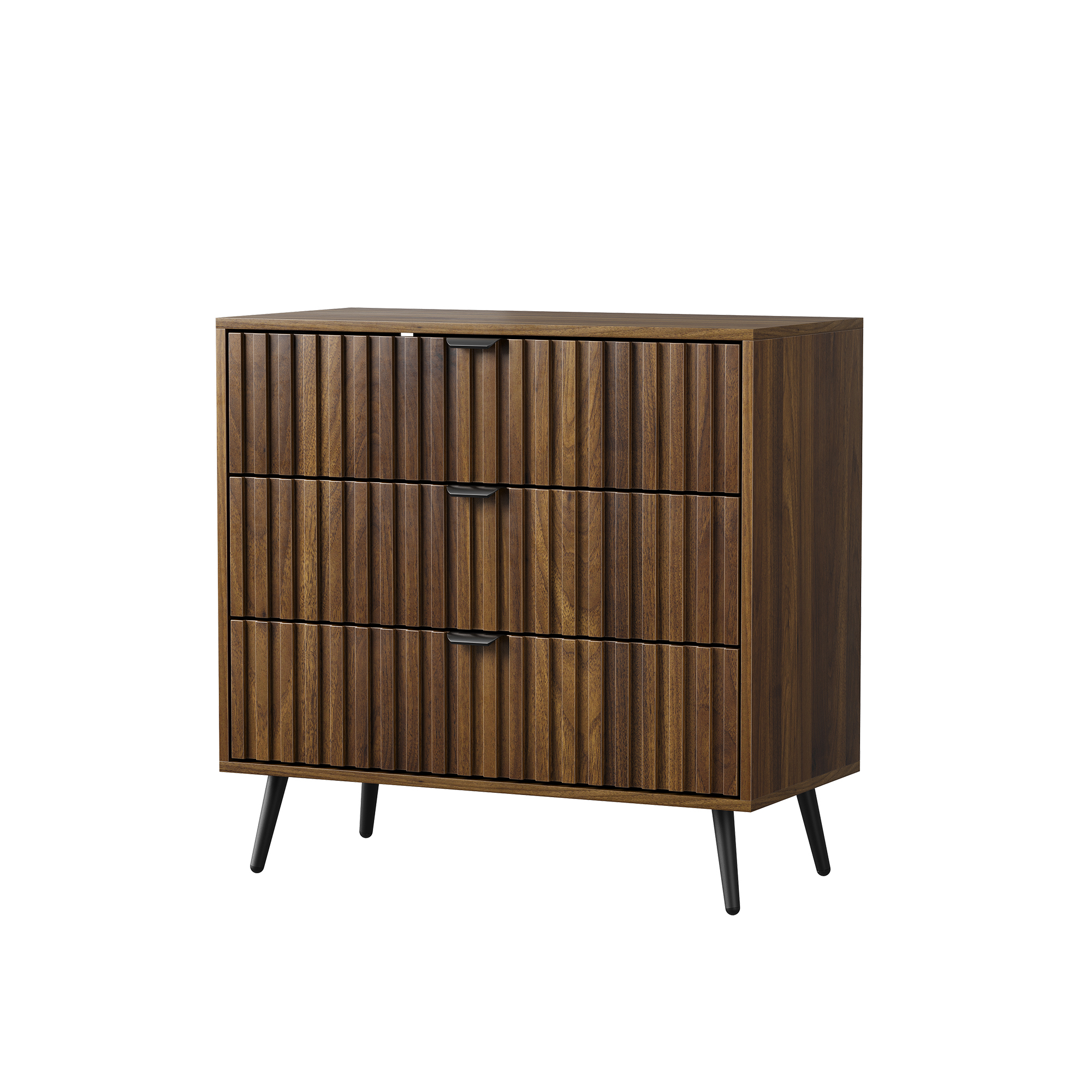 Commode, 3 tiroirs, 80 x 38 x 78 cm, MDF, noyer - vue 5