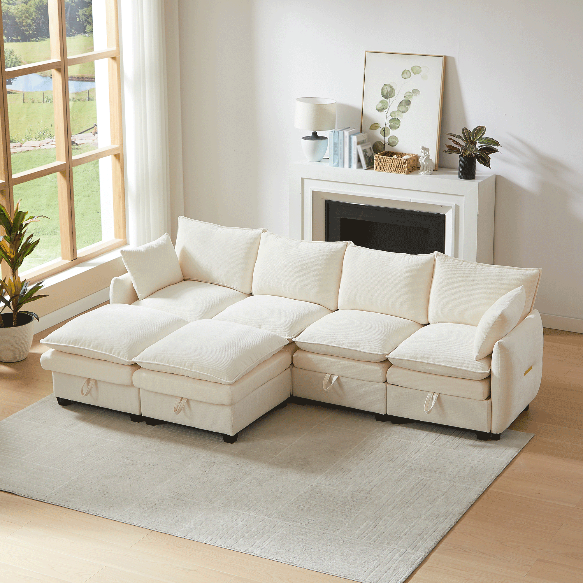 U-förmiges Sofa mit Stauraum, modulares Sofa-Set, 