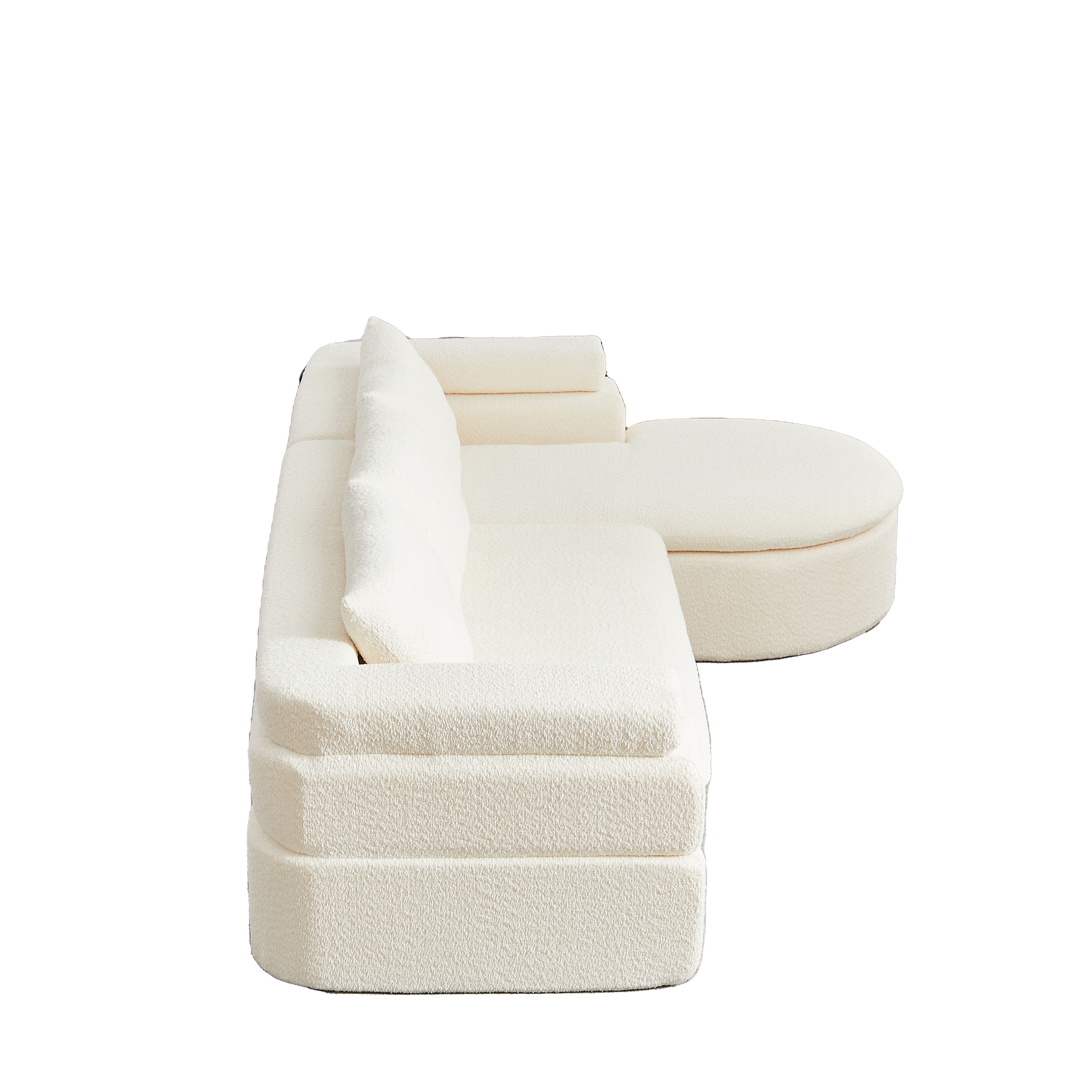 Canapé d’angle modulable en L 3 places, Chenille, beige - présentation 1