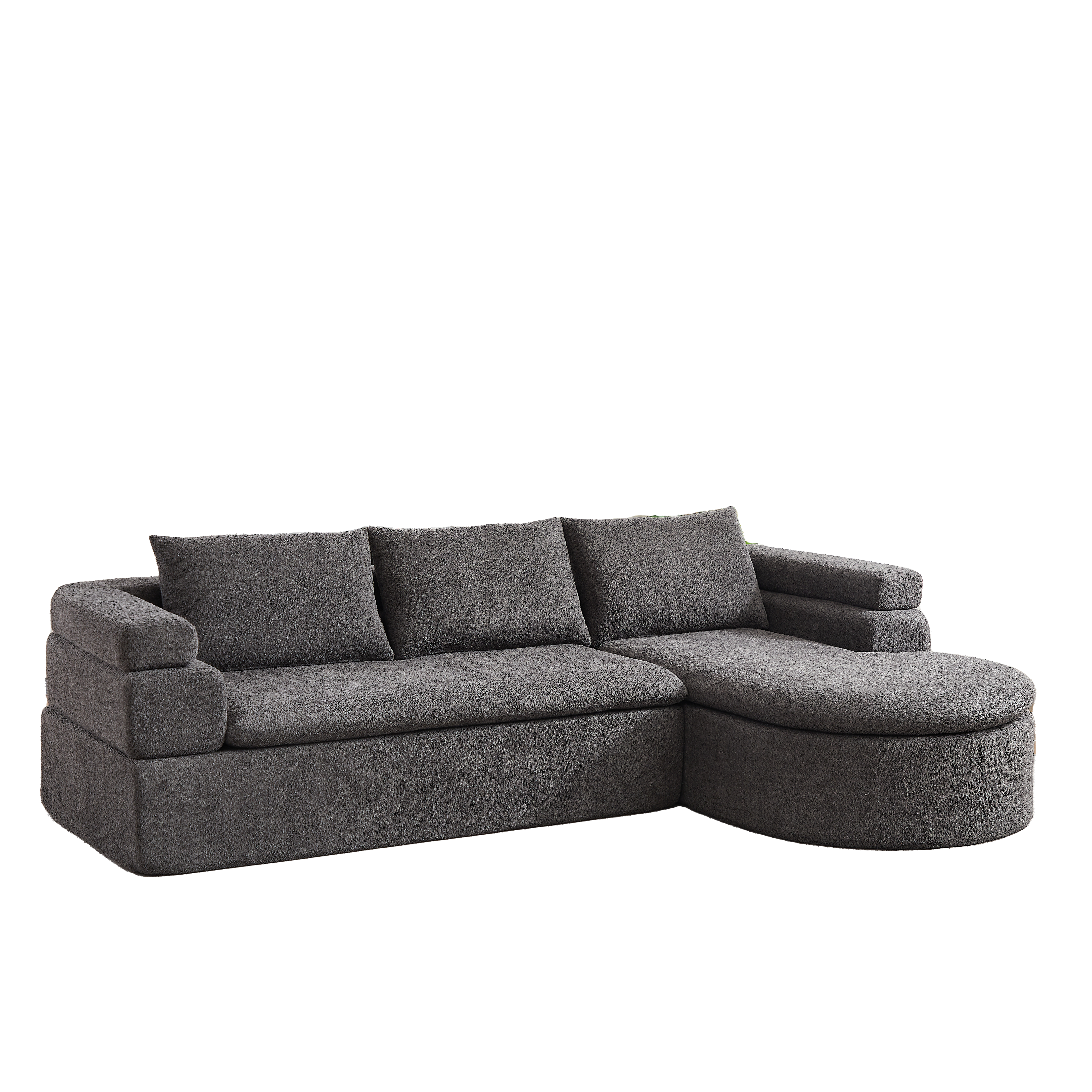 Canapé d’angle en L 3 places, Chenille, gris foncé - vue complémentaire 1