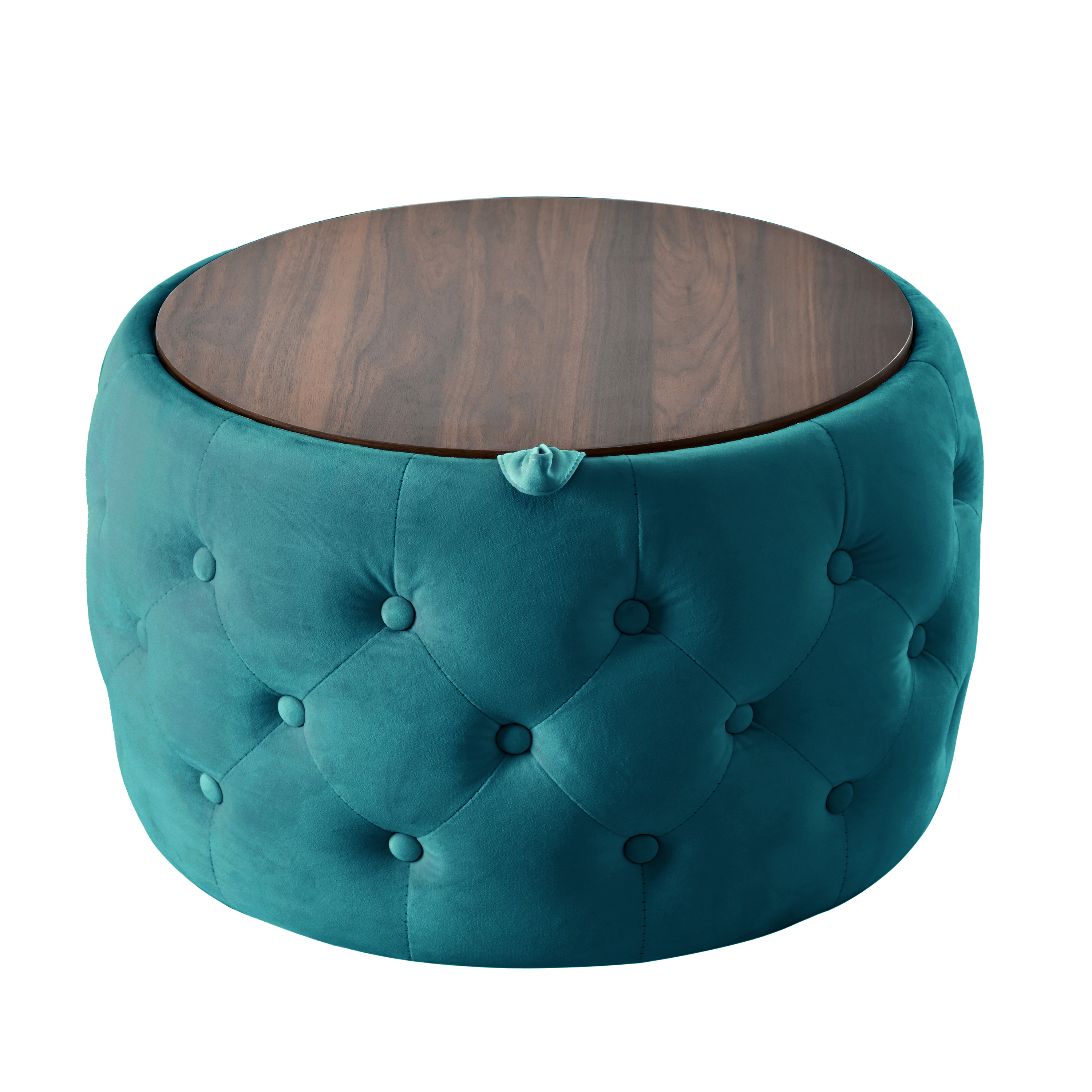 Ensemble de 2 poufs gigognes en velours, design 4-en-1, sert de banc de rangement, repose-pieds et table d'appoint avec plateau bois amovible, gain de place, pour salon et chambre, élégance et fonctionnalité - image 8