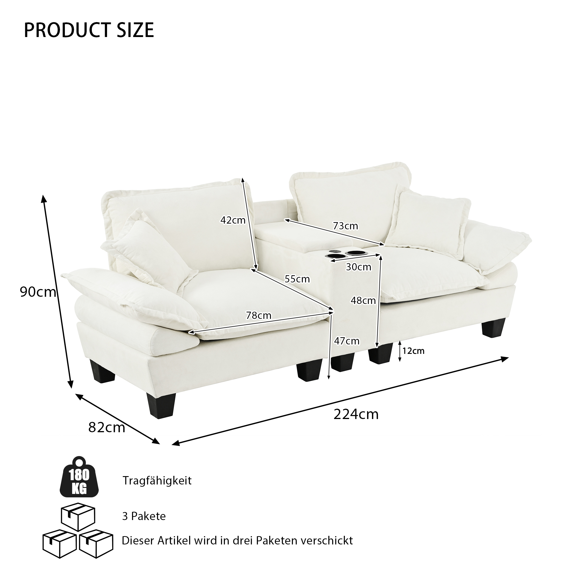 Canapé modulable avec assise confortable et finition soignée beige - points forts 1