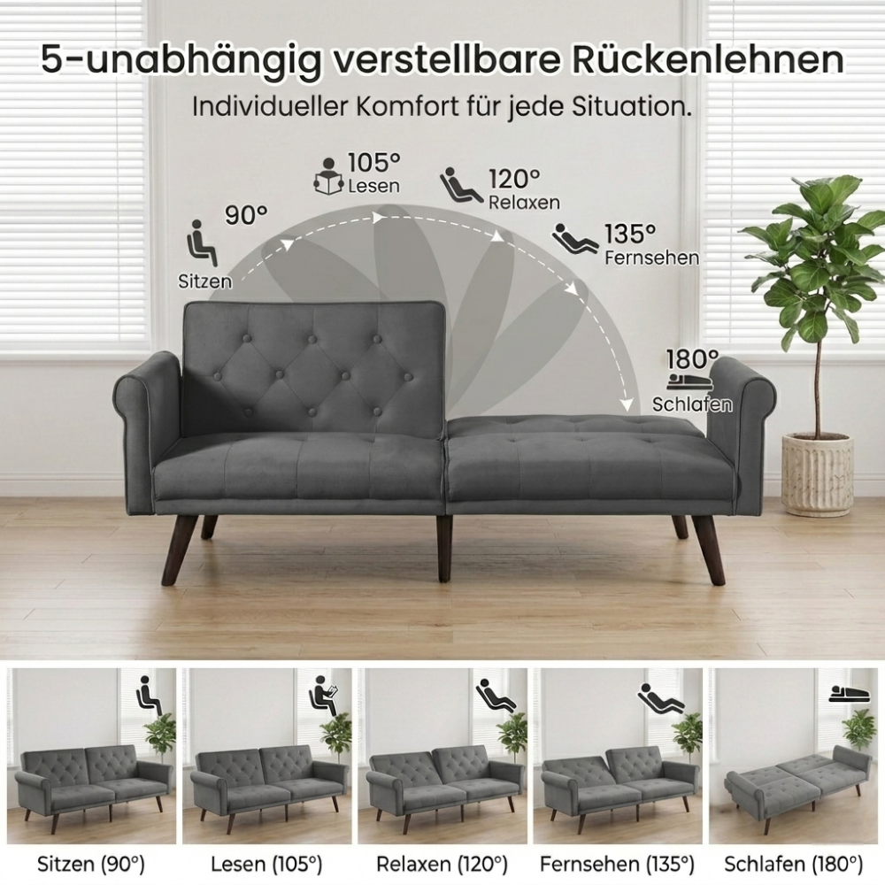 Verstellbares 2-in-1 Schlafsofa, Multifunktionales