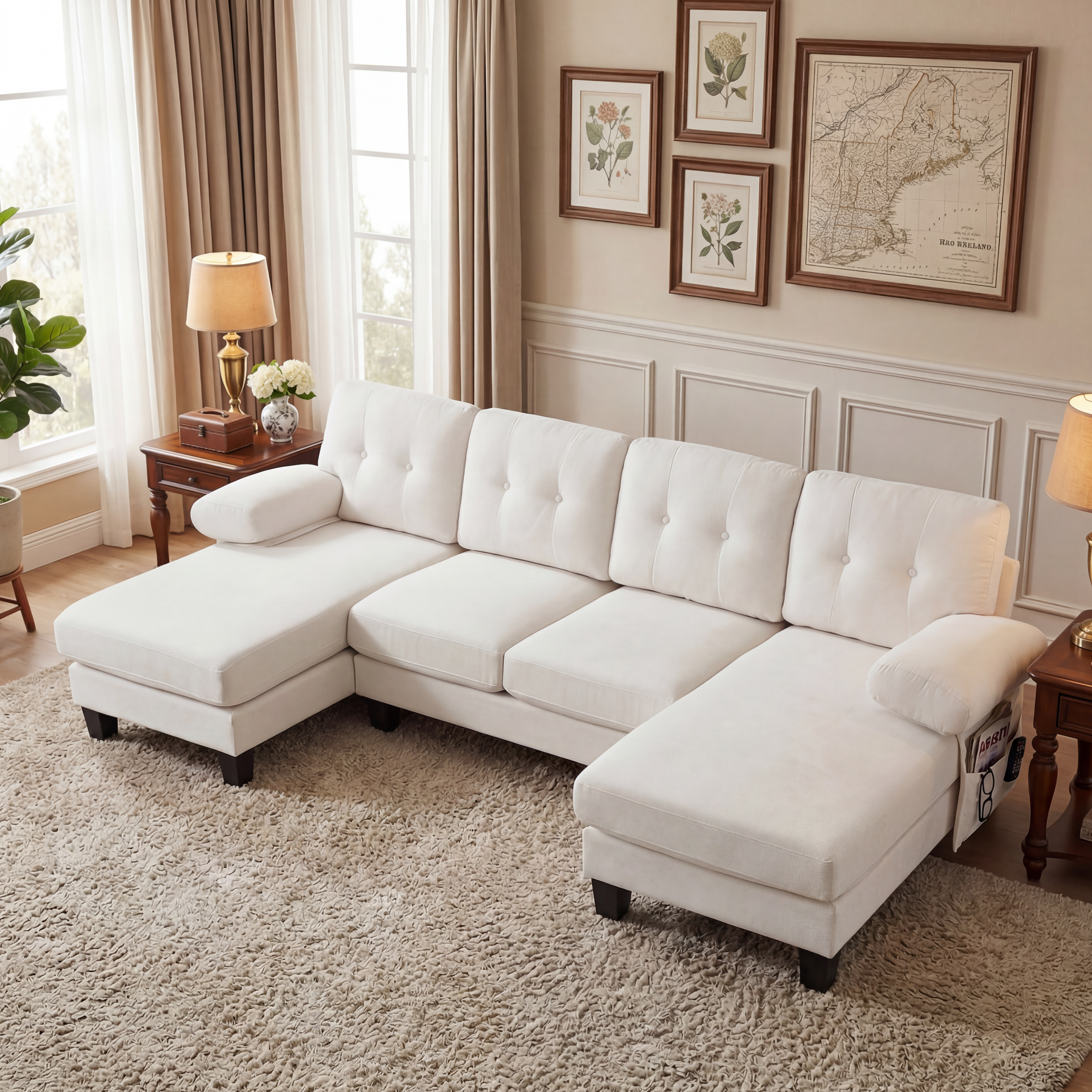 Canapé d'angle double chaise-longue en tissu cheni - image 6